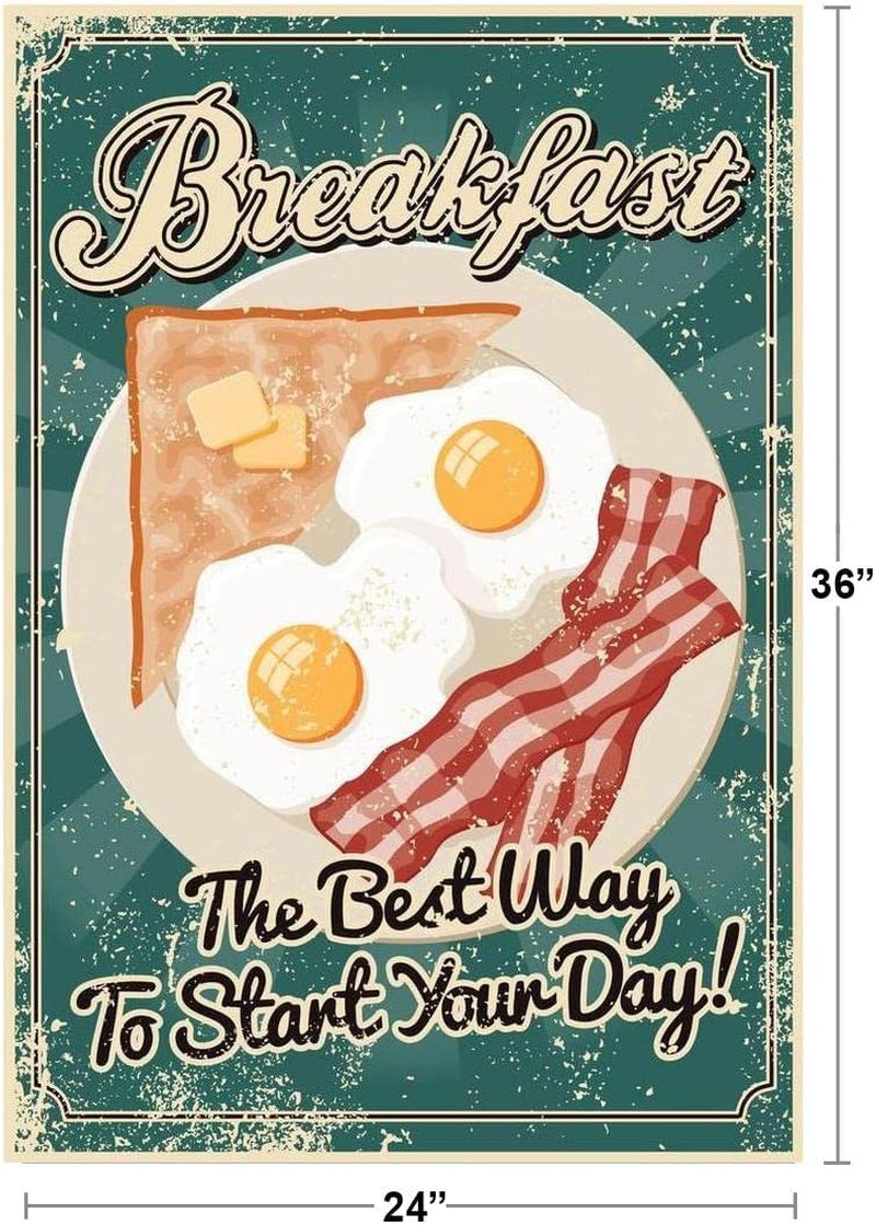 Breakfast the Best Way to Start the Day Vintage Cool Wall Art Print Poster 24X36