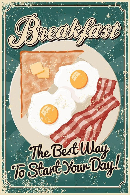 Breakfast the Best Way to Start the Day Vintage Cool Wall Art Print Poster 24X36