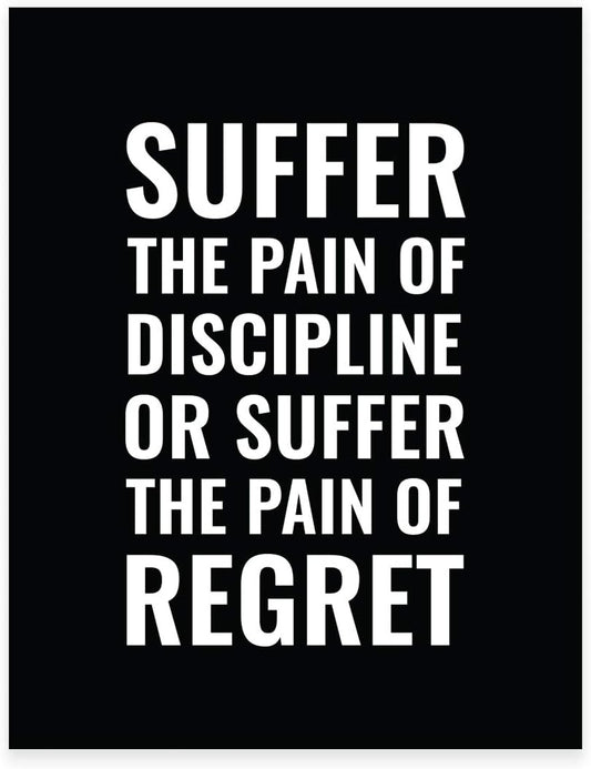 Gym Fitness Wall Art Collection, 8.5X11-Inch, Suffer the Pain of Discipline or the Pain of Regret Poster Print, 1-Pack, Unframed