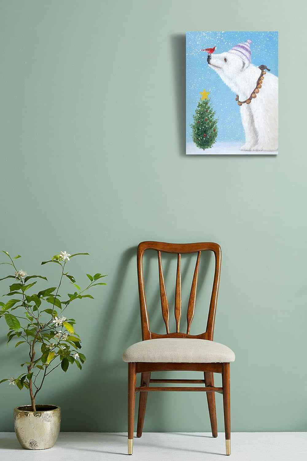 White Bear Animal Canvas Wall Art for Bedroom, Living Room, Office, Black Bear Framed Canvas Art for Home Décor