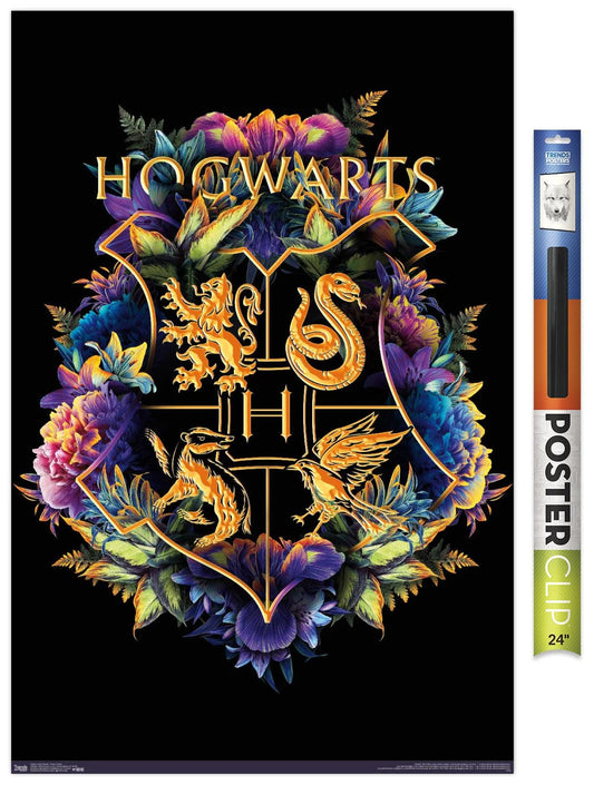 The Wizarding World: Harry Potter - Floral House Crests Wall Poster, 22.375" X 34"