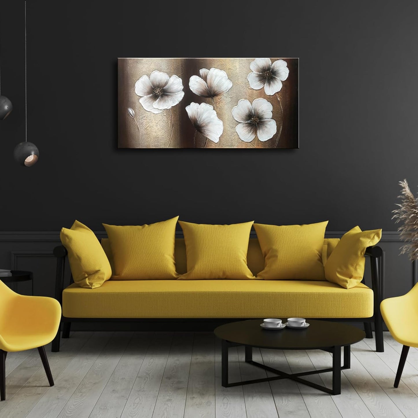 the Memory Large Abstract Floral Oil Paintings on Canvas Wall Art for Living Room Bedroom Home Decorations Modern 100% Hand Painted Gallery Wrapped Contemporary Brown Flowers Artwork