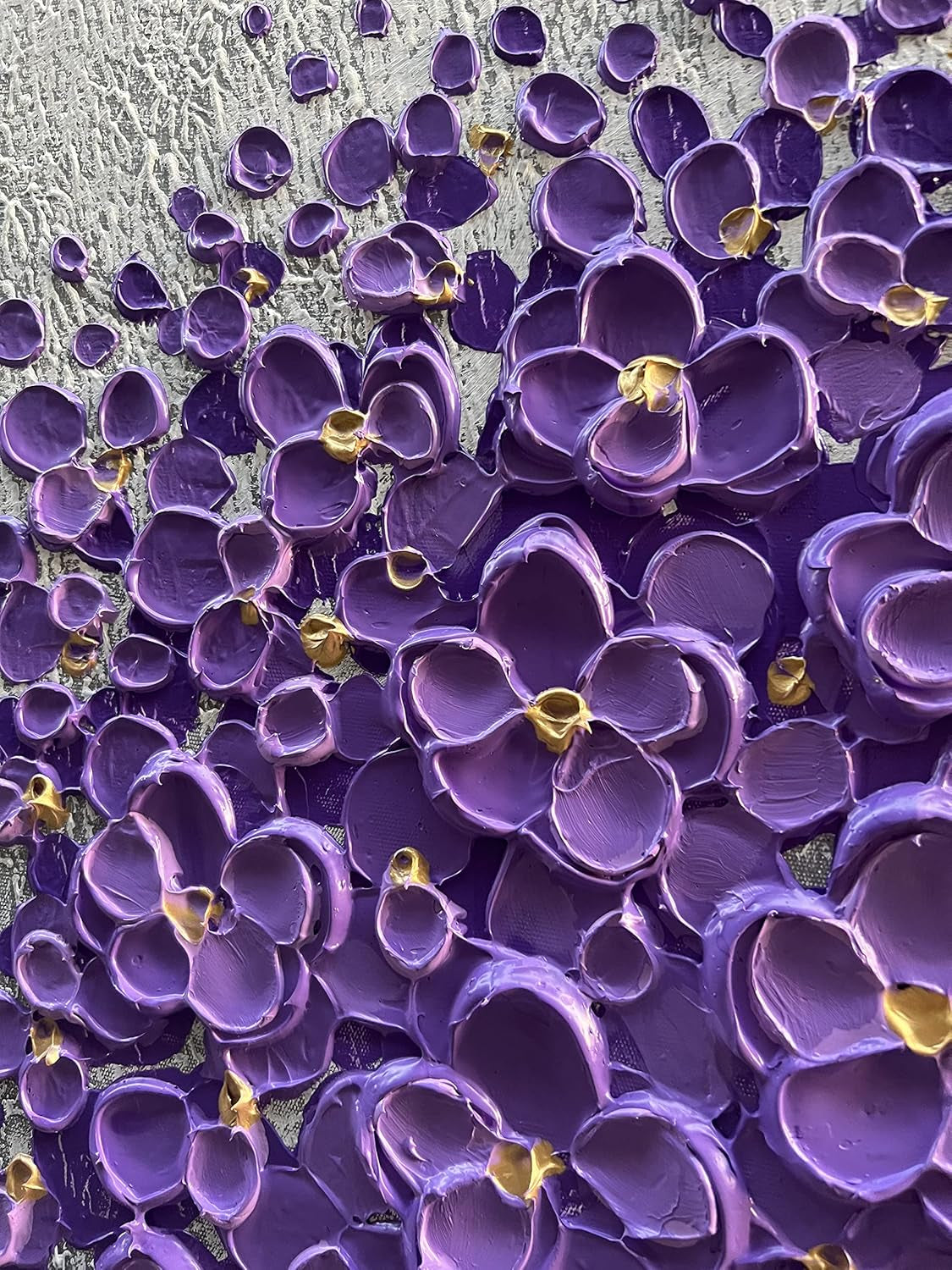 Hand-Painted Purple 3D Flower Decorative Oil Painting, Flower Wall Decorative Frame Wall Art, Modern Art Living Room, Bedroom, Office, Hotel Restaurant Wall Art 28X40 Inch