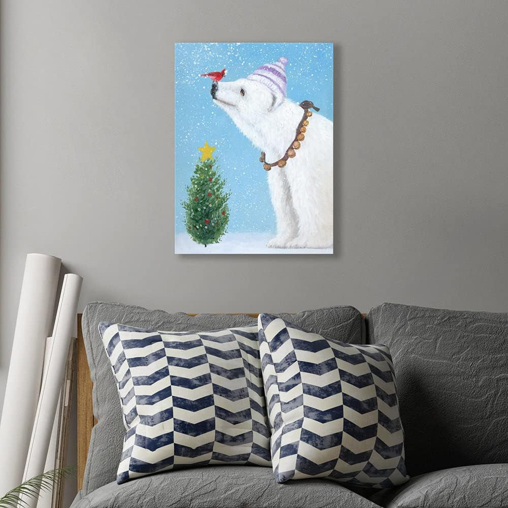 White Bear Animal Canvas Wall Art for Bedroom, Living Room, Office, Black Bear Framed Canvas Art for Home Décor
