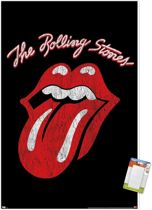 Rolling Stones - Classic Logo Wall Poster, 22.37" X 34.00", Poster & Mount Bundle