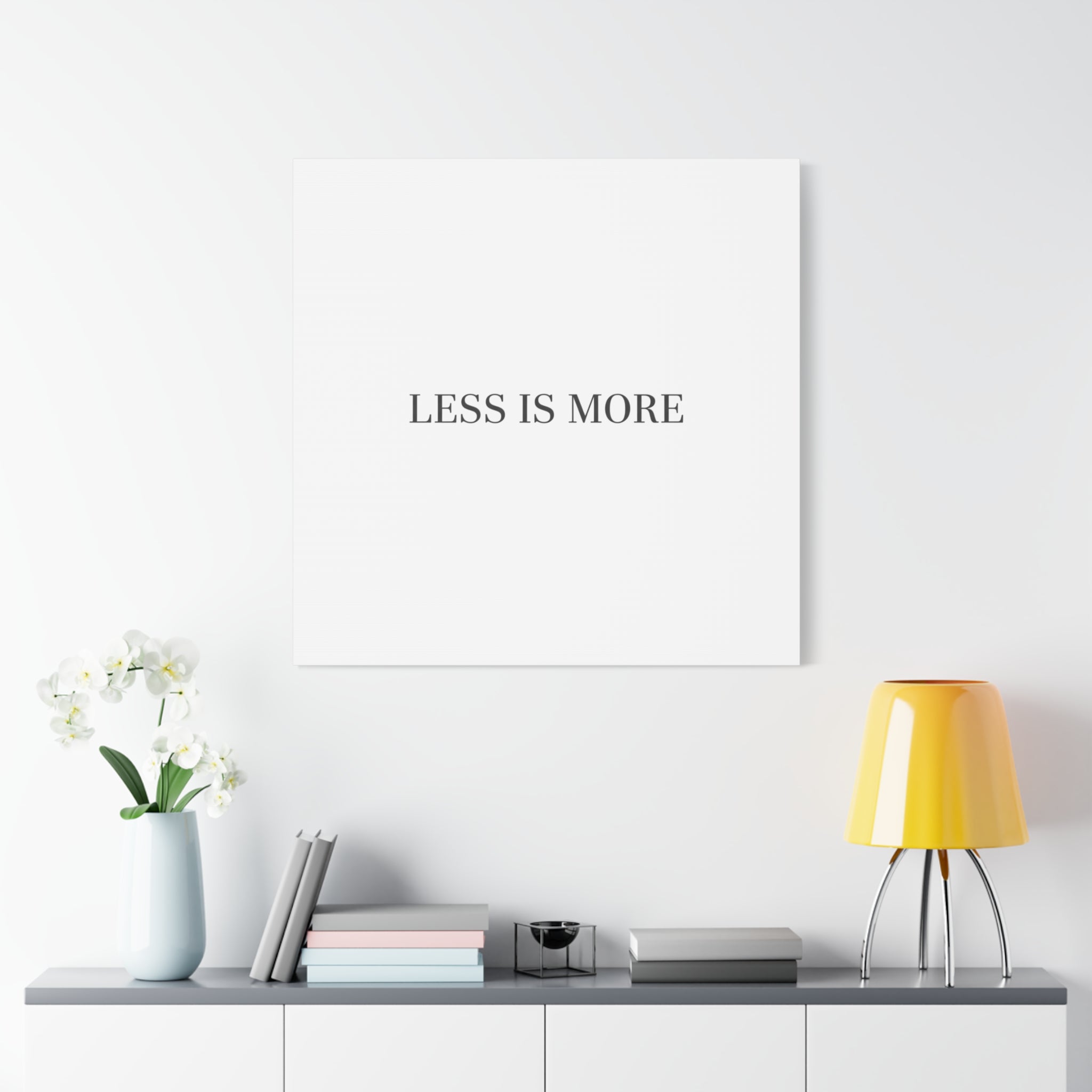 Less Is More Canvas | Minimal Quote Typography, Clean Serif Wall Art