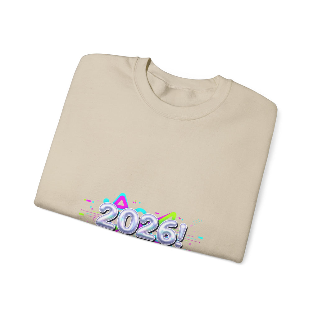 2026 Chrome Text Sweatshirt | Y2K Cyber Holo Aesthetic, Retro Tech Print