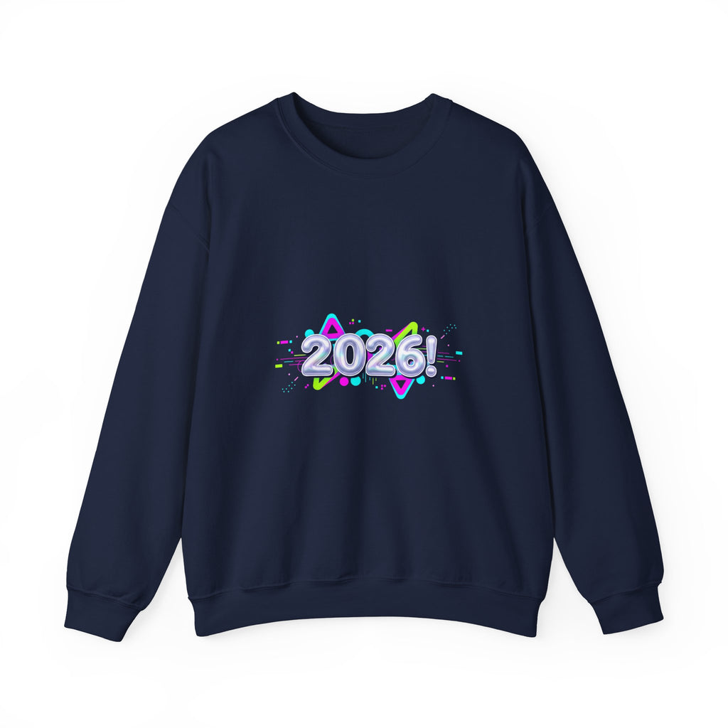 2026 Chrome Text Sweatshirt | Y2K Cyber Holo Aesthetic, Retro Tech Print