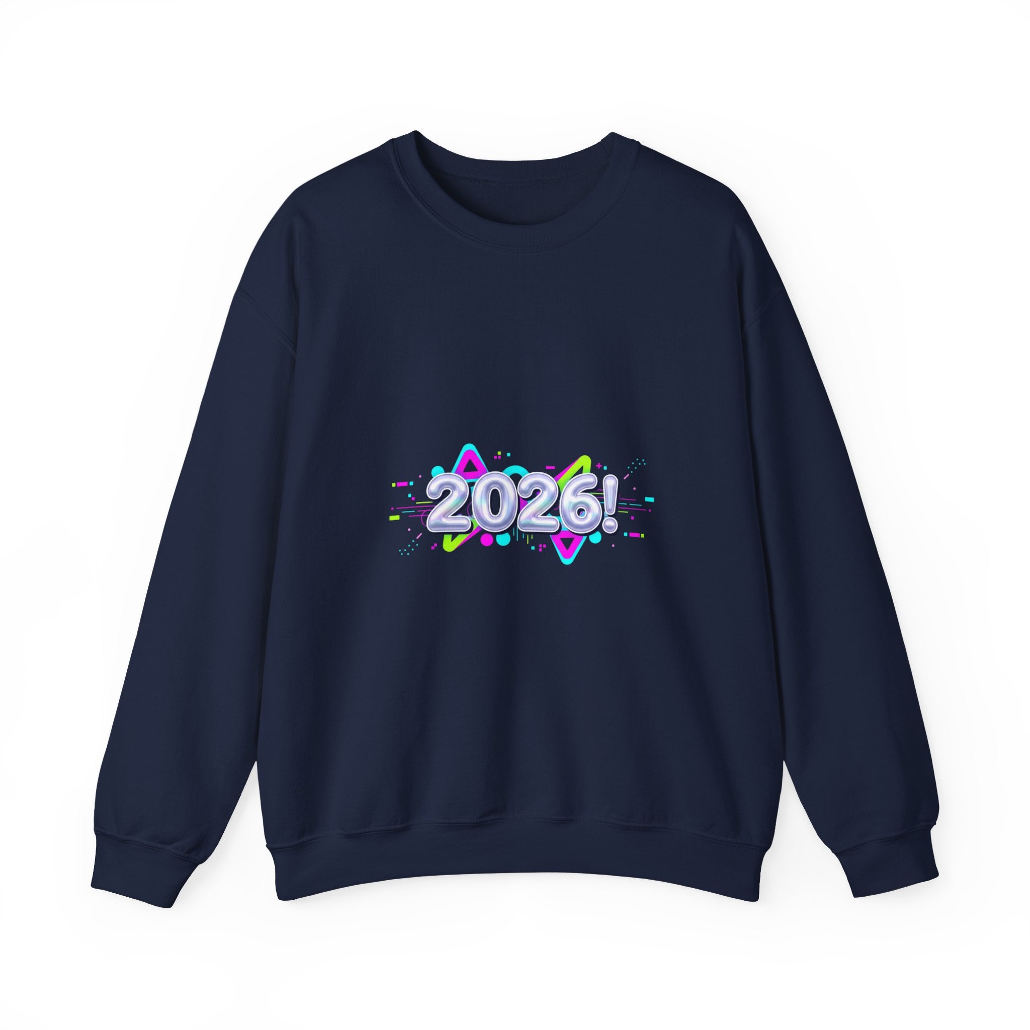 2026 Chrome Text Sweatshirt | Y2K Cyber Holo Aesthetic, Retro Tech Print