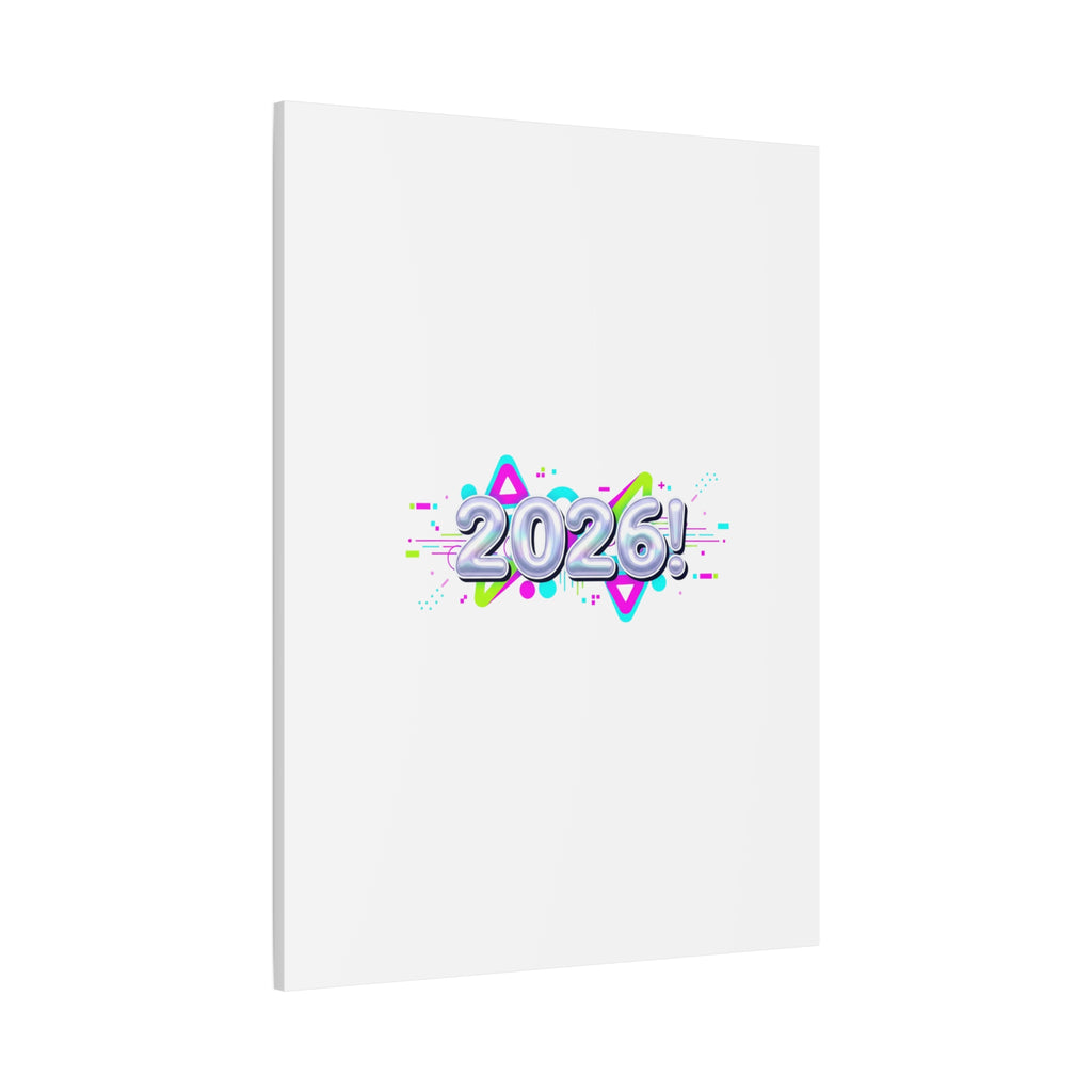 2026 Chrome Bubble Text Canvas | Y2K Cyber Holo, Retro Tech Print