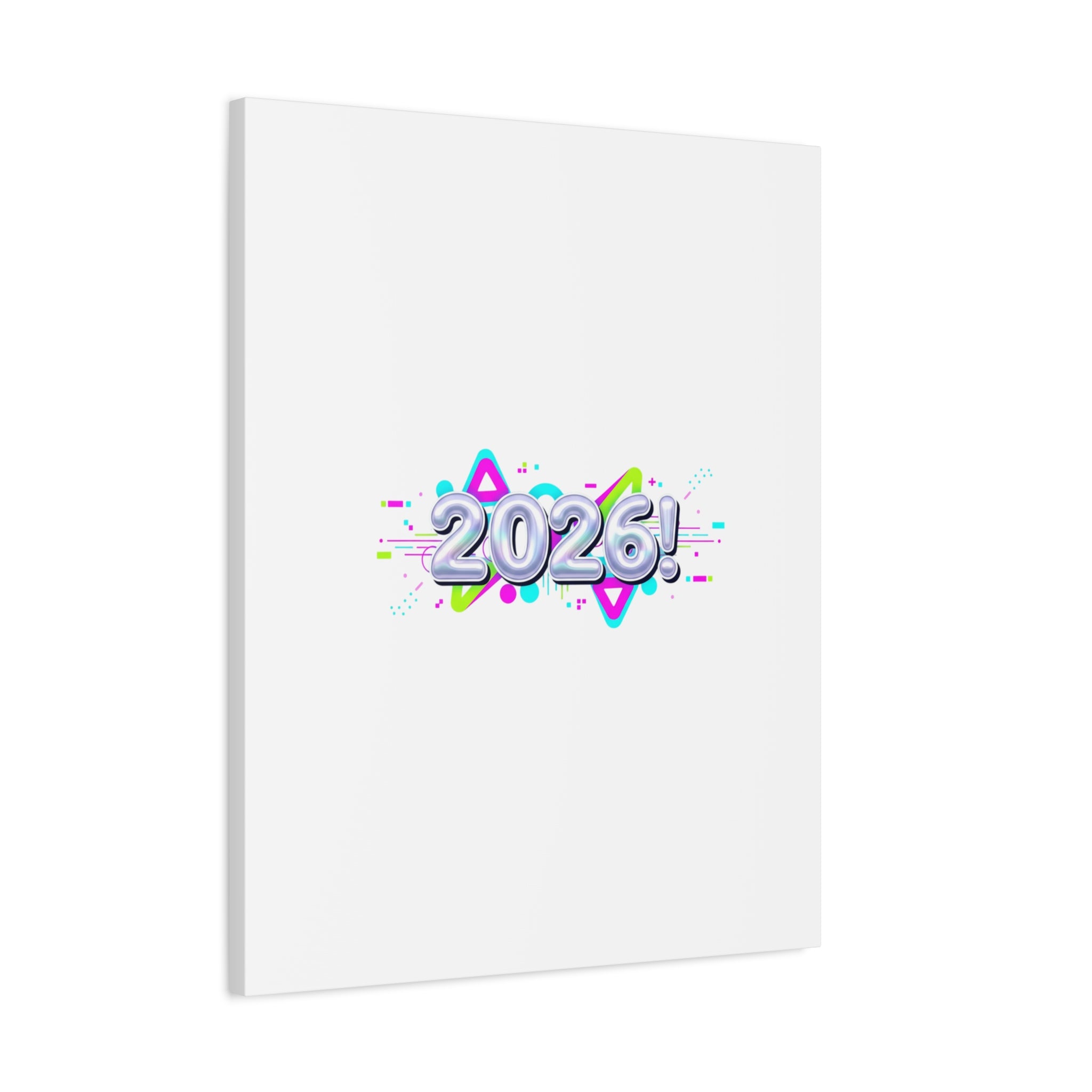 2026 Chrome Bubble Text Canvas | Y2K Cyber Holo, Retro Tech Print