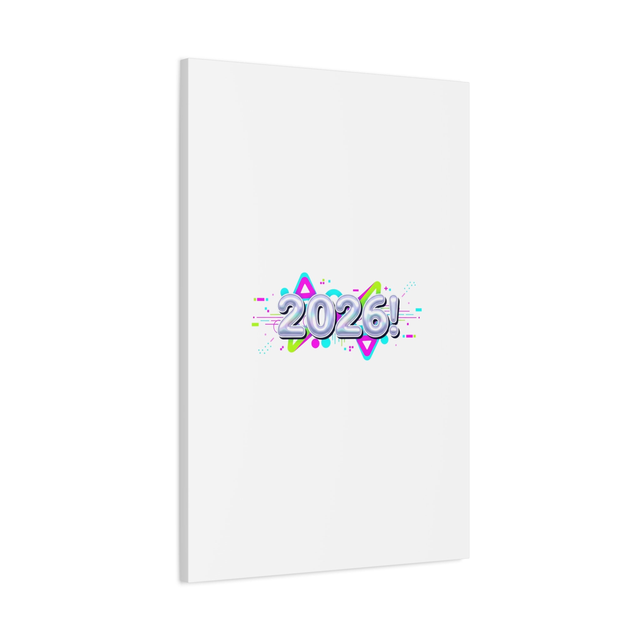 2026 Chrome Bubble Text Canvas | Y2K Cyber Holo, Retro Tech Print
