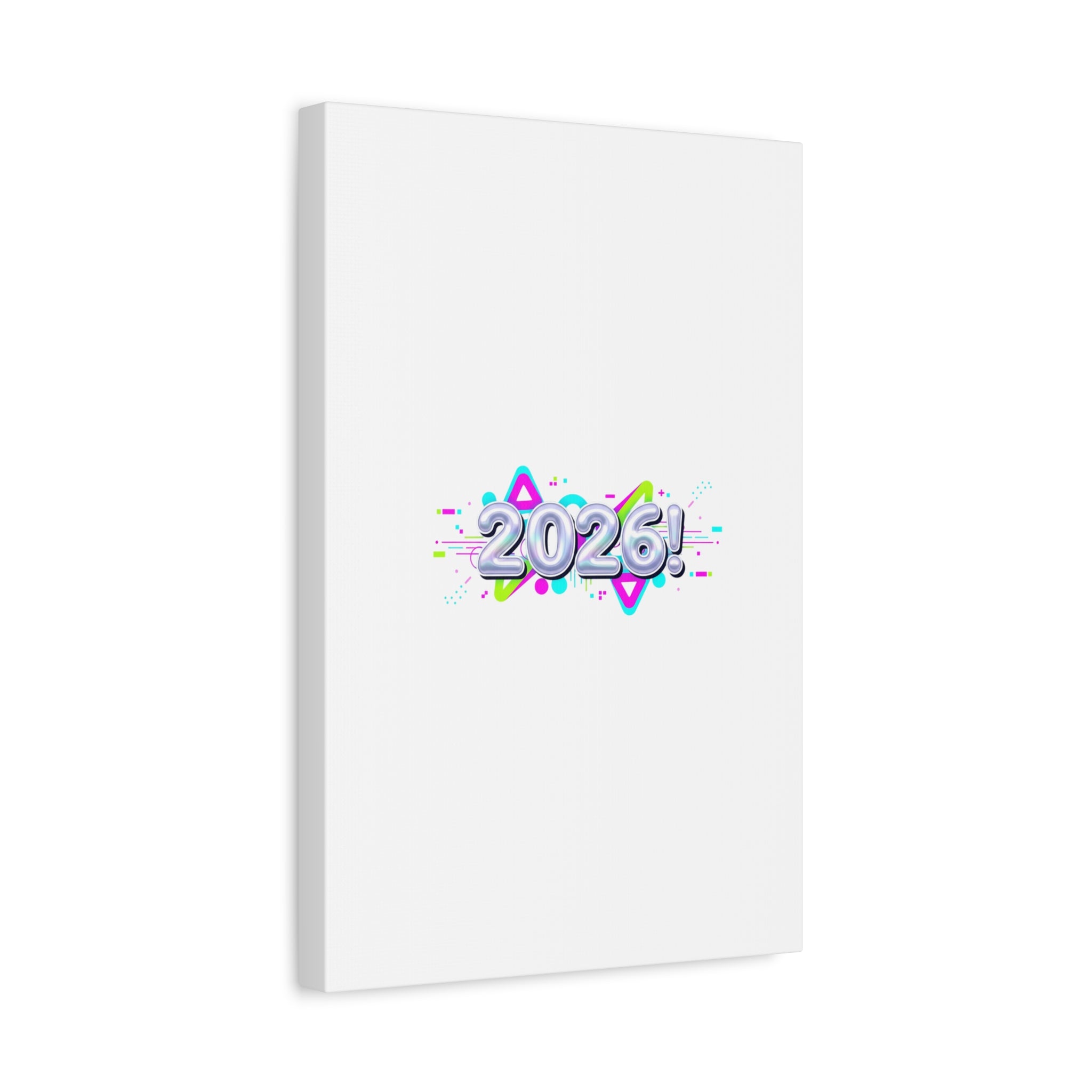 2026 Chrome Bubble Text Canvas | Y2K Cyber Holo, Retro Tech Print