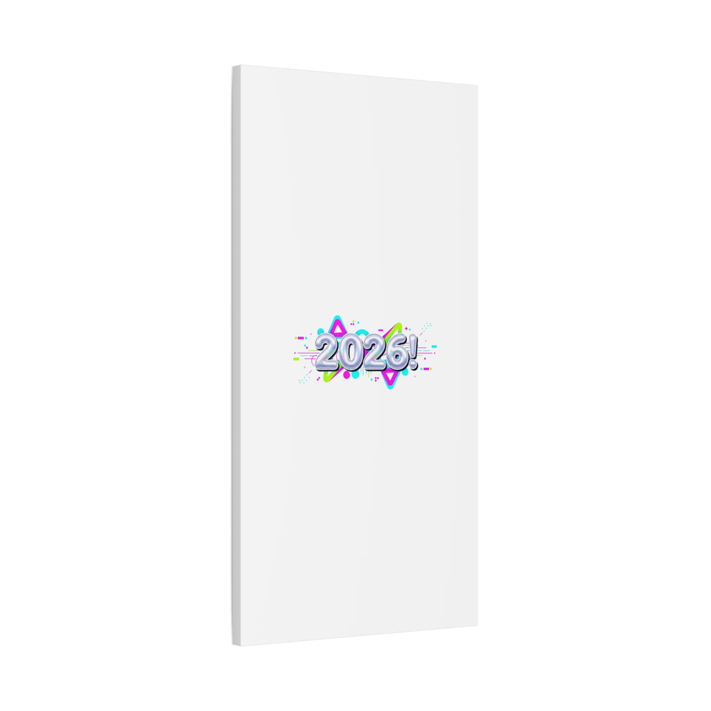 2026 Chrome Bubble Text Canvas | Y2K Cyber Holo, Retro Tech Print