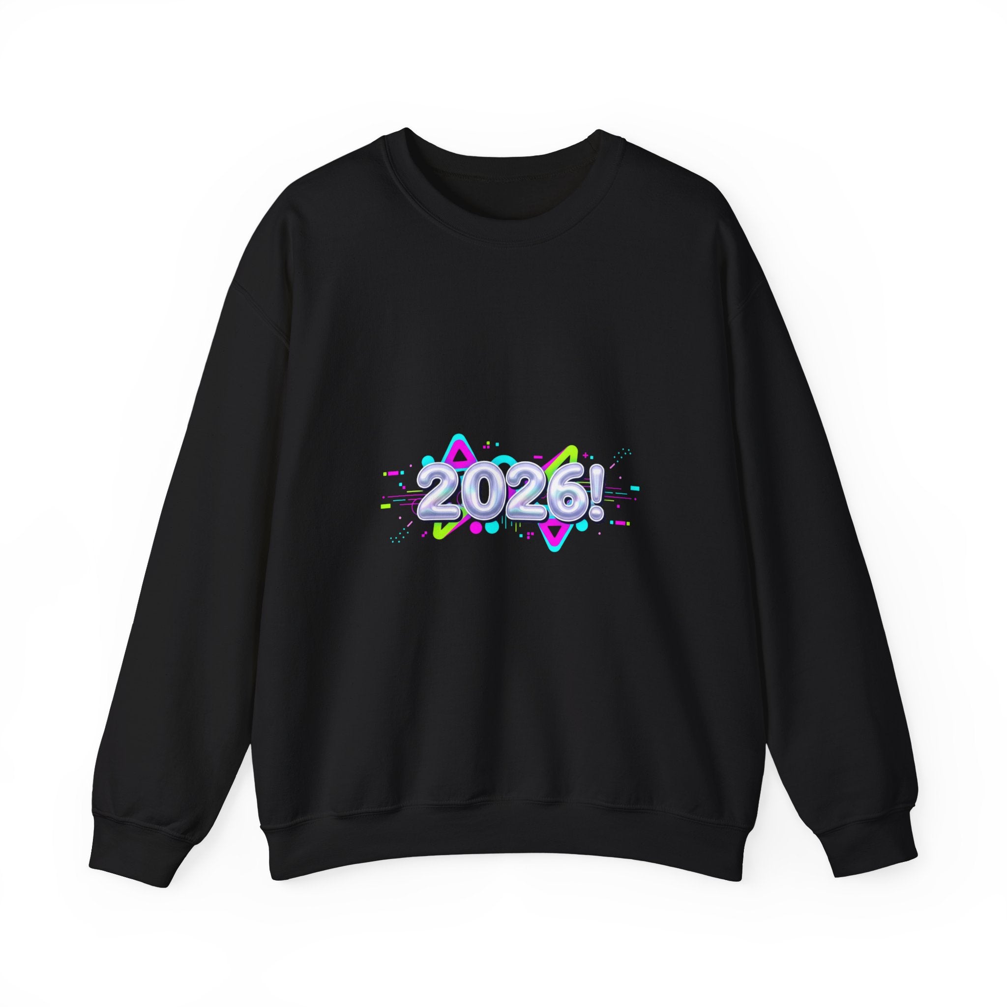 2026 Chrome Text Sweatshirt | Y2K Cyber Holo Aesthetic, Retro Tech Print