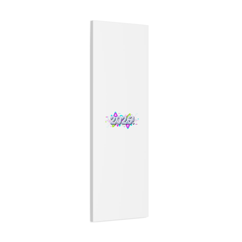 2026 Chrome Bubble Text Canvas | Y2K Cyber Holo, Retro Tech Print