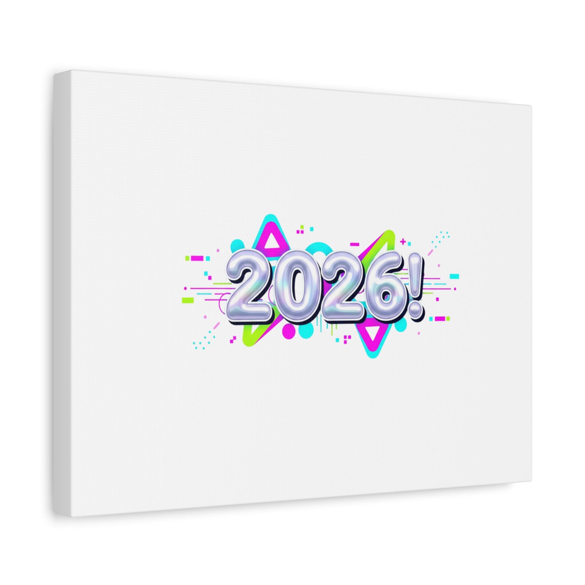 2026 Chrome Bubble Text Canvas | Y2K Cyber Holo, Retro Tech Print