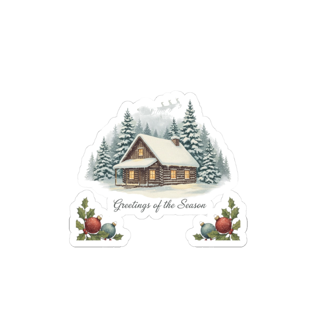 Greetings of the Season Kiss-Cut Sticker | vintage Christmas postcard, retro holiday card design