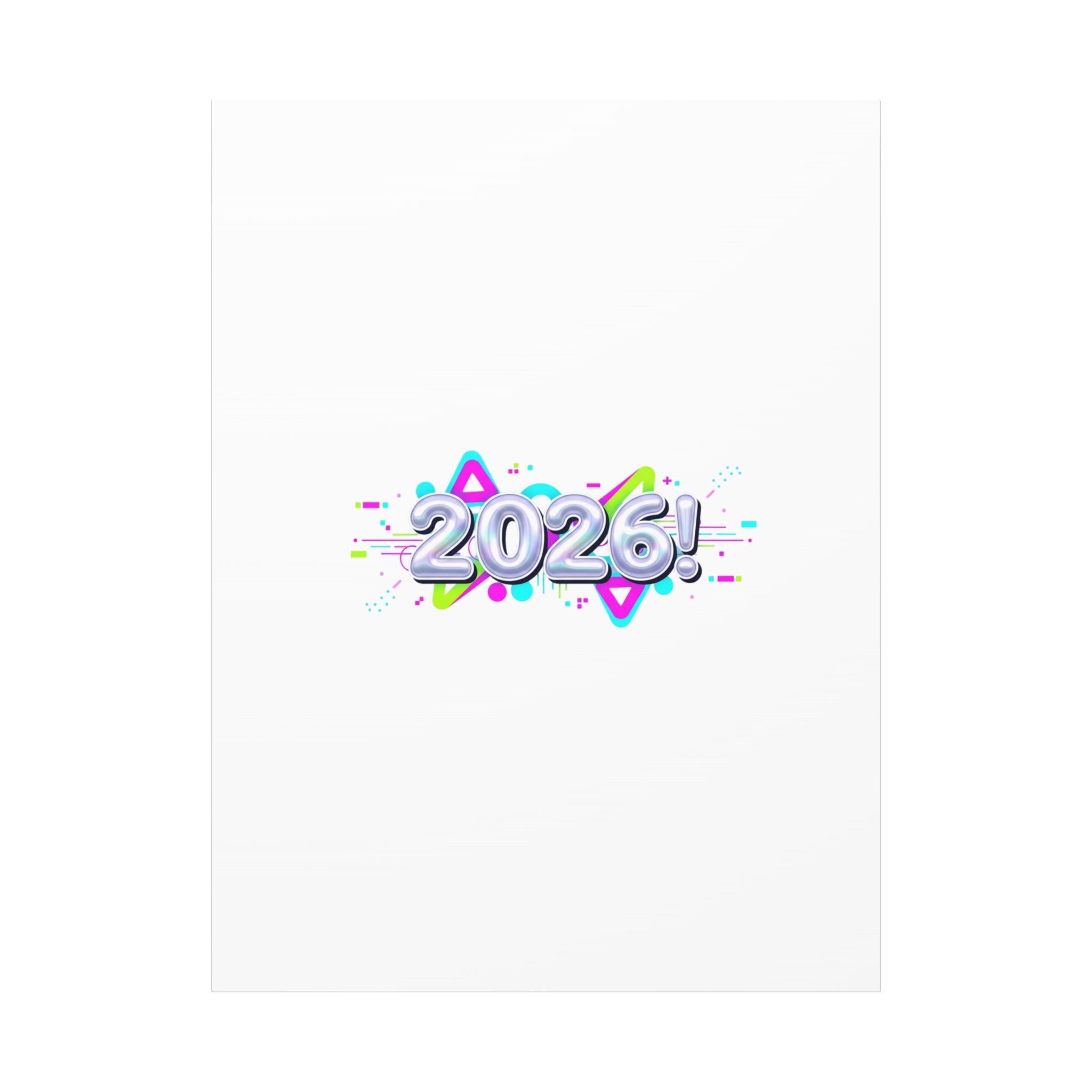 2026 Chrome Bubble Text Canvas | Y2K Cyber Holo, Retro Tech Print