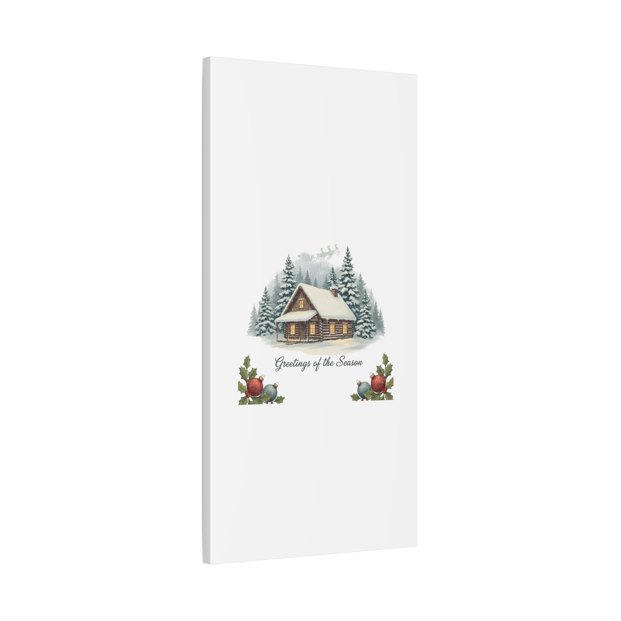 Vintage Christmas Postcard Cabin Canvas | Retro Holiday Card Design