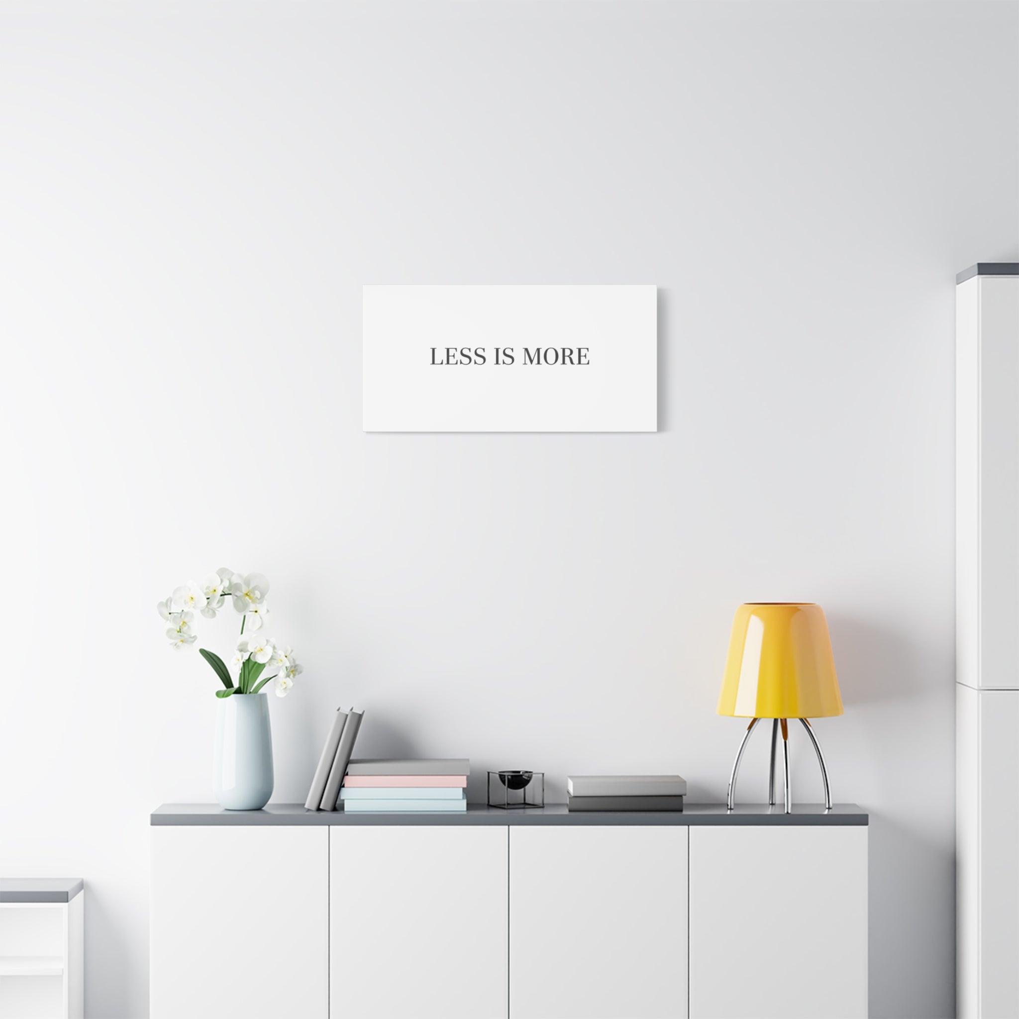 Less Is More Canvas | Minimal Quote Typography, Clean Serif Wall Art