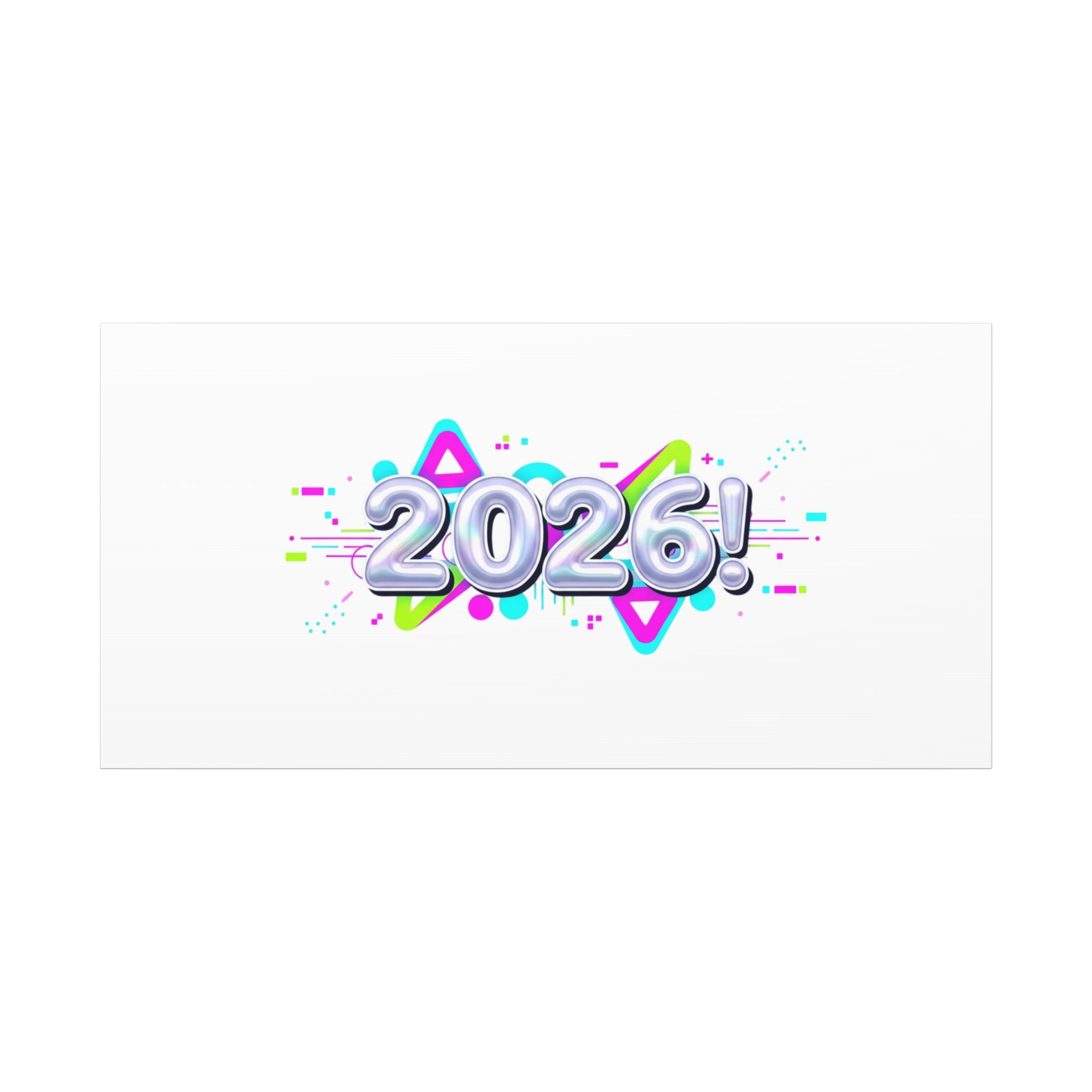2026 Chrome Bubble Text Canvas | Y2K Cyber Holo, Retro Tech Print