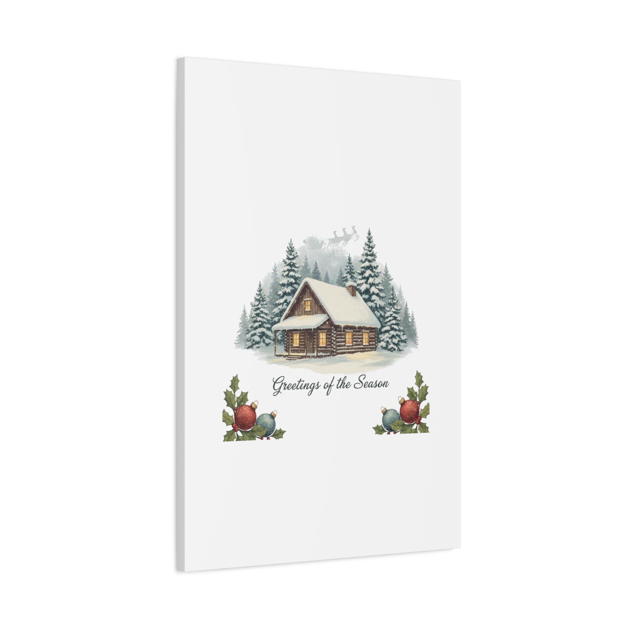Vintage Christmas Postcard Cabin Canvas | Retro Holiday Card Design