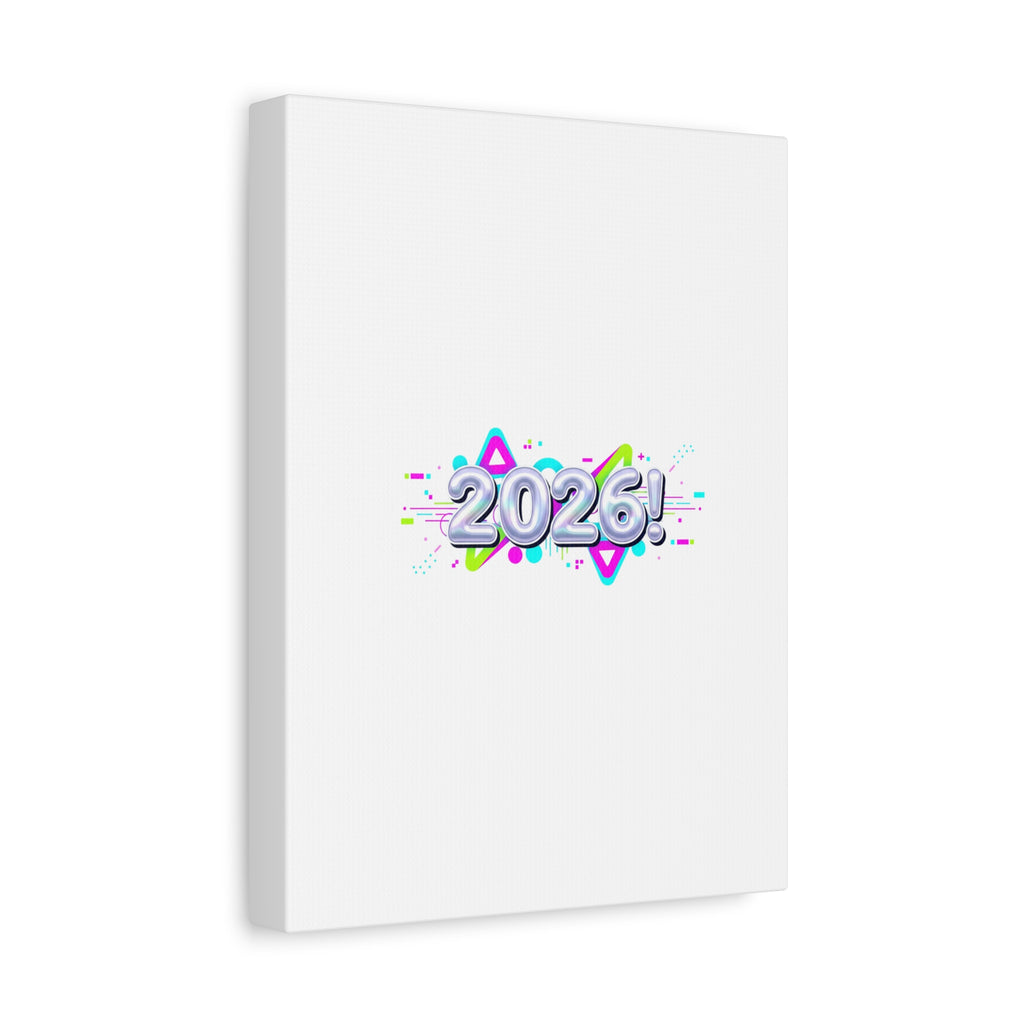 2026 Chrome Bubble Text Canvas | Y2K Cyber Holo, Retro Tech Print