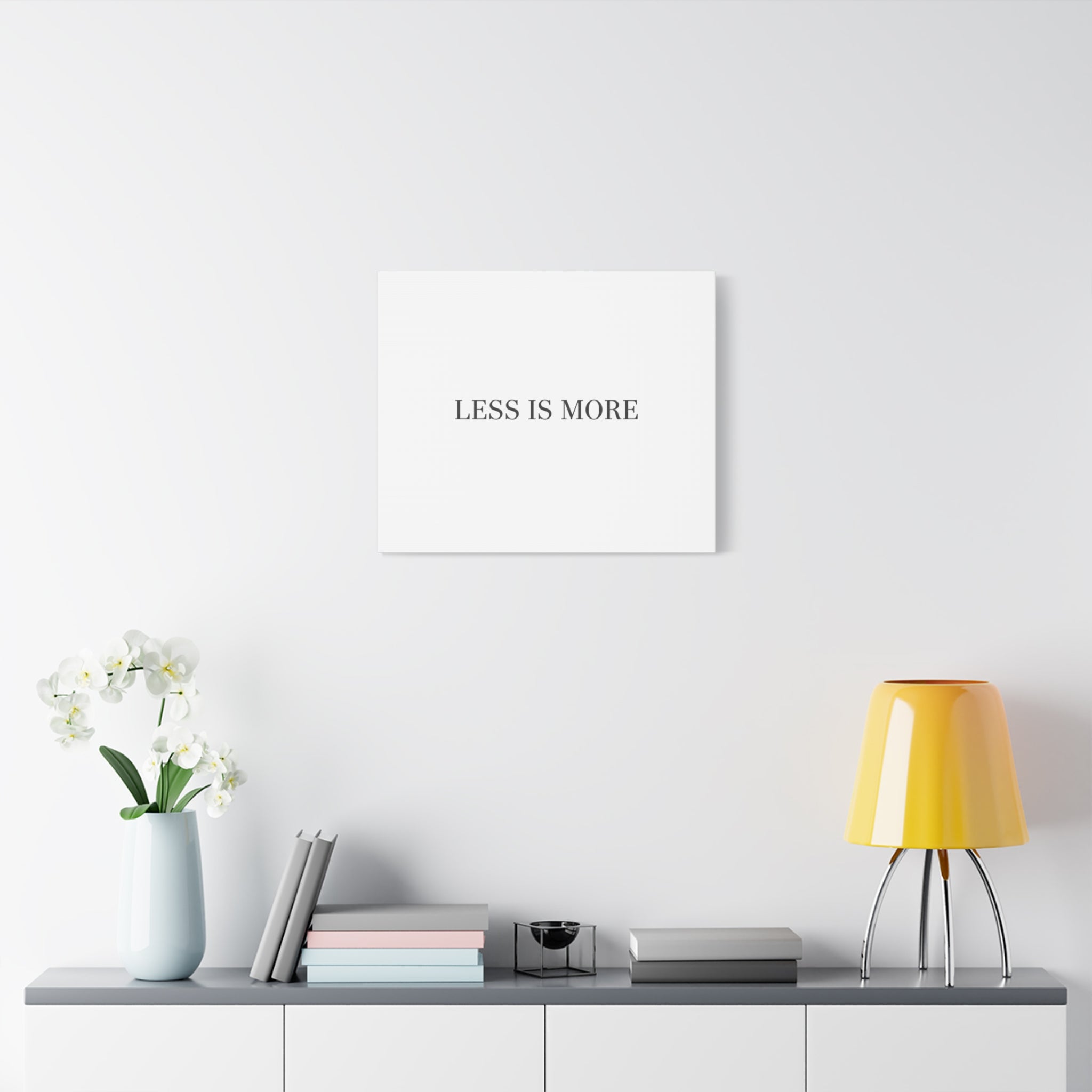 Less Is More Canvas | Minimal Quote Typography, Clean Serif Wall Art