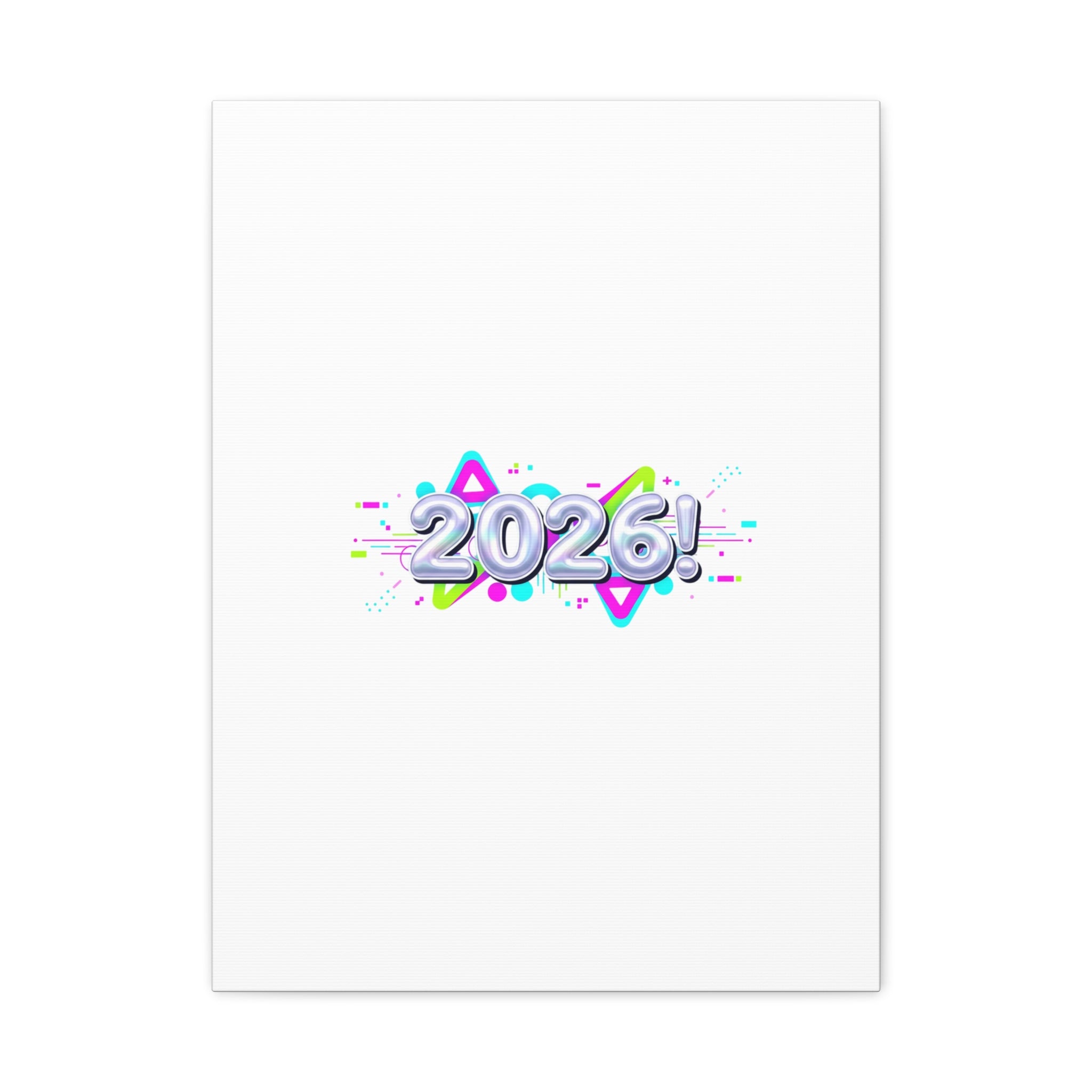 2026 Chrome Bubble Text Canvas | Y2K Cyber Holo, Retro Tech Print