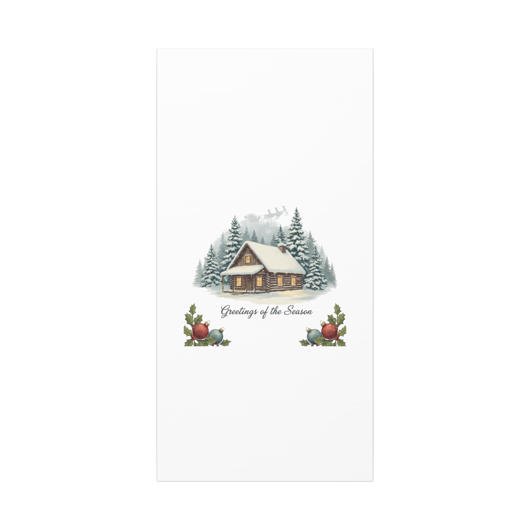 Vintage Christmas Postcard Cabin Canvas | Retro Holiday Card Design