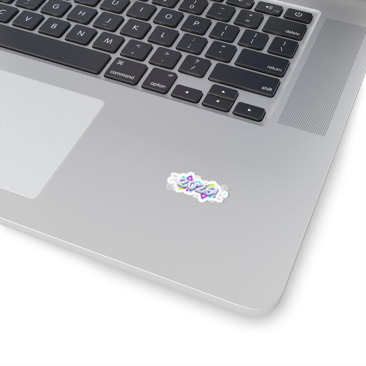 2026 Chrome Bubble Text Sticker | Y2K Cyber Holo, Retro Tech