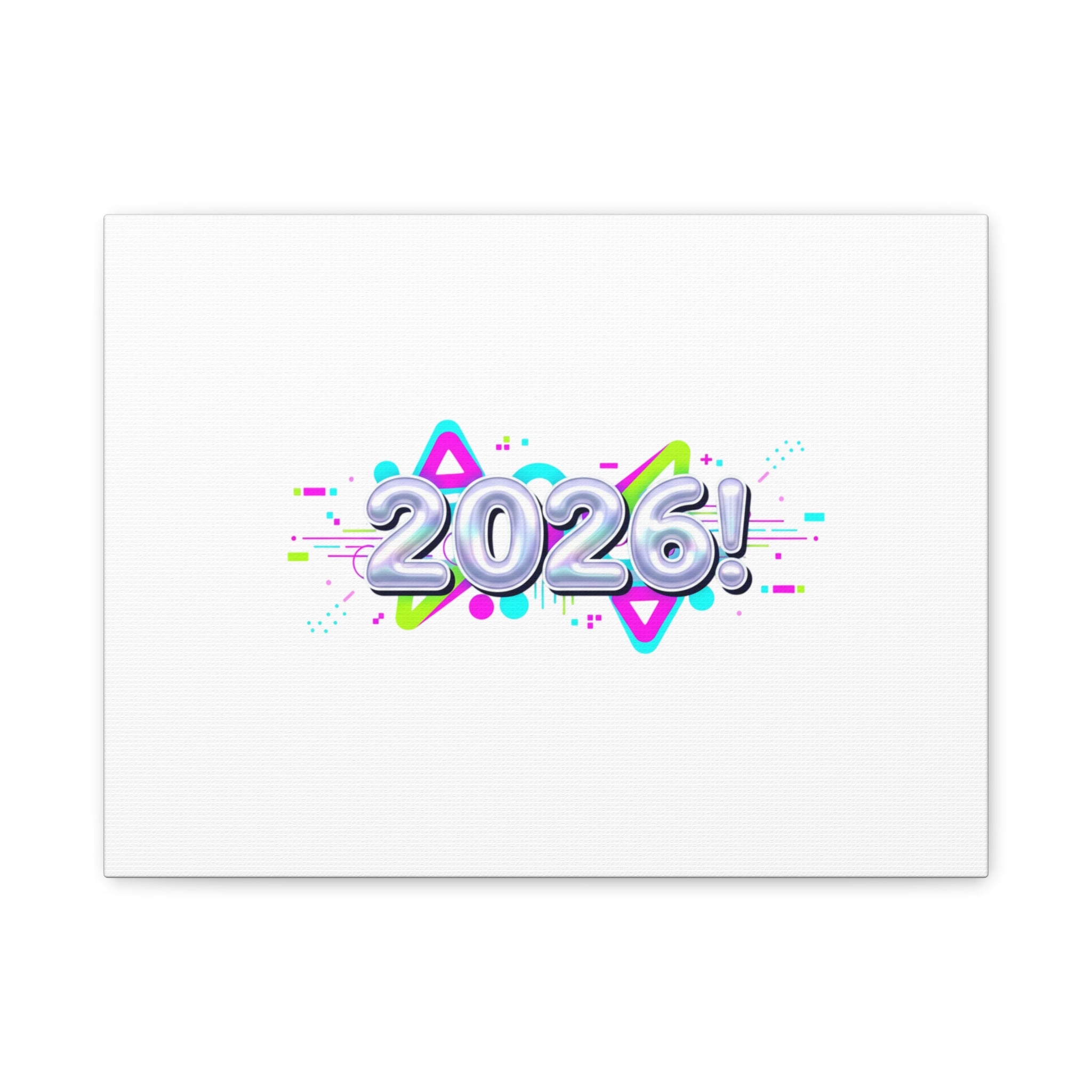 2026 Chrome Bubble Text Canvas | Y2K Cyber Holo, Retro Tech Print