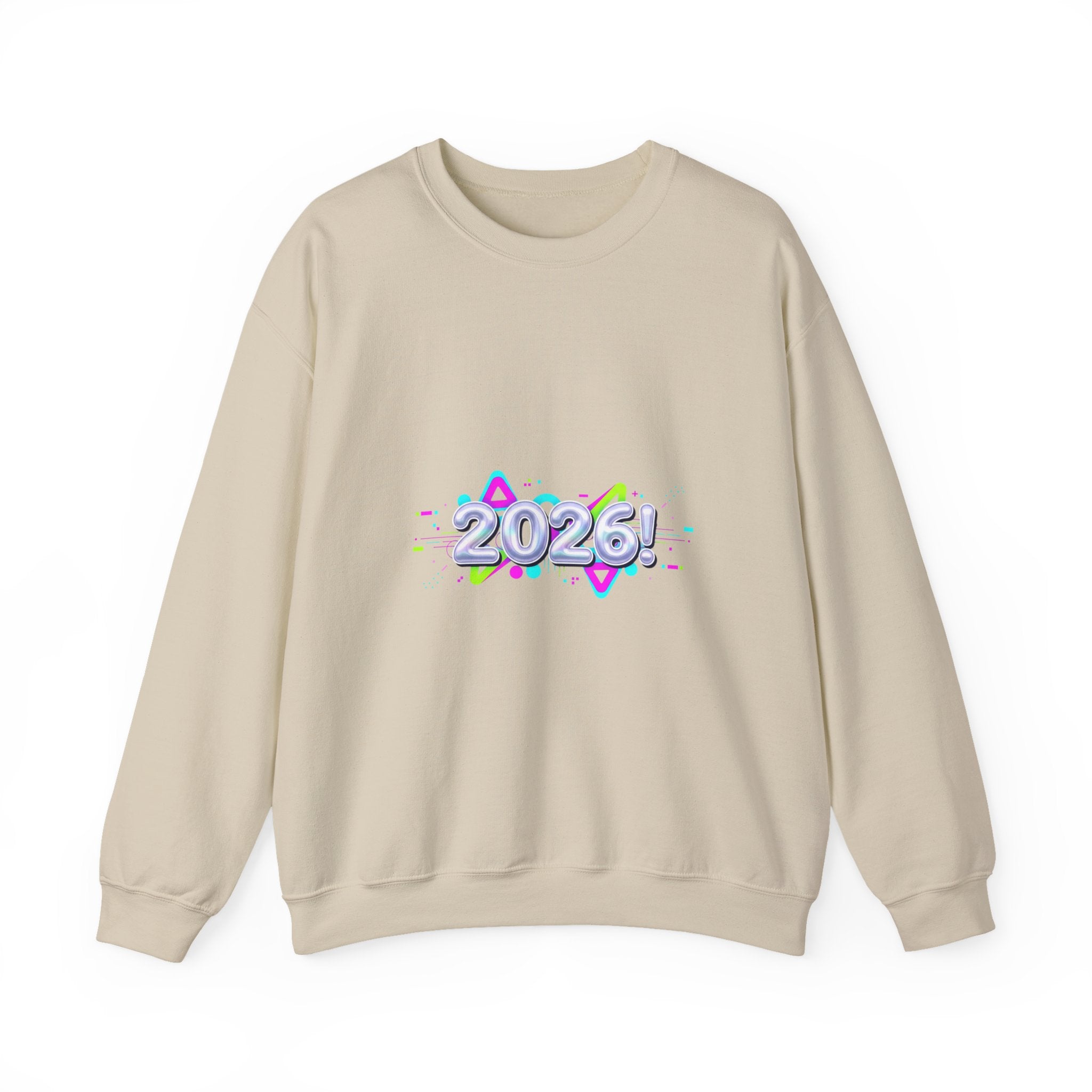 2026 Chrome Text Sweatshirt | Y2K Cyber Holo Aesthetic, Retro Tech Print