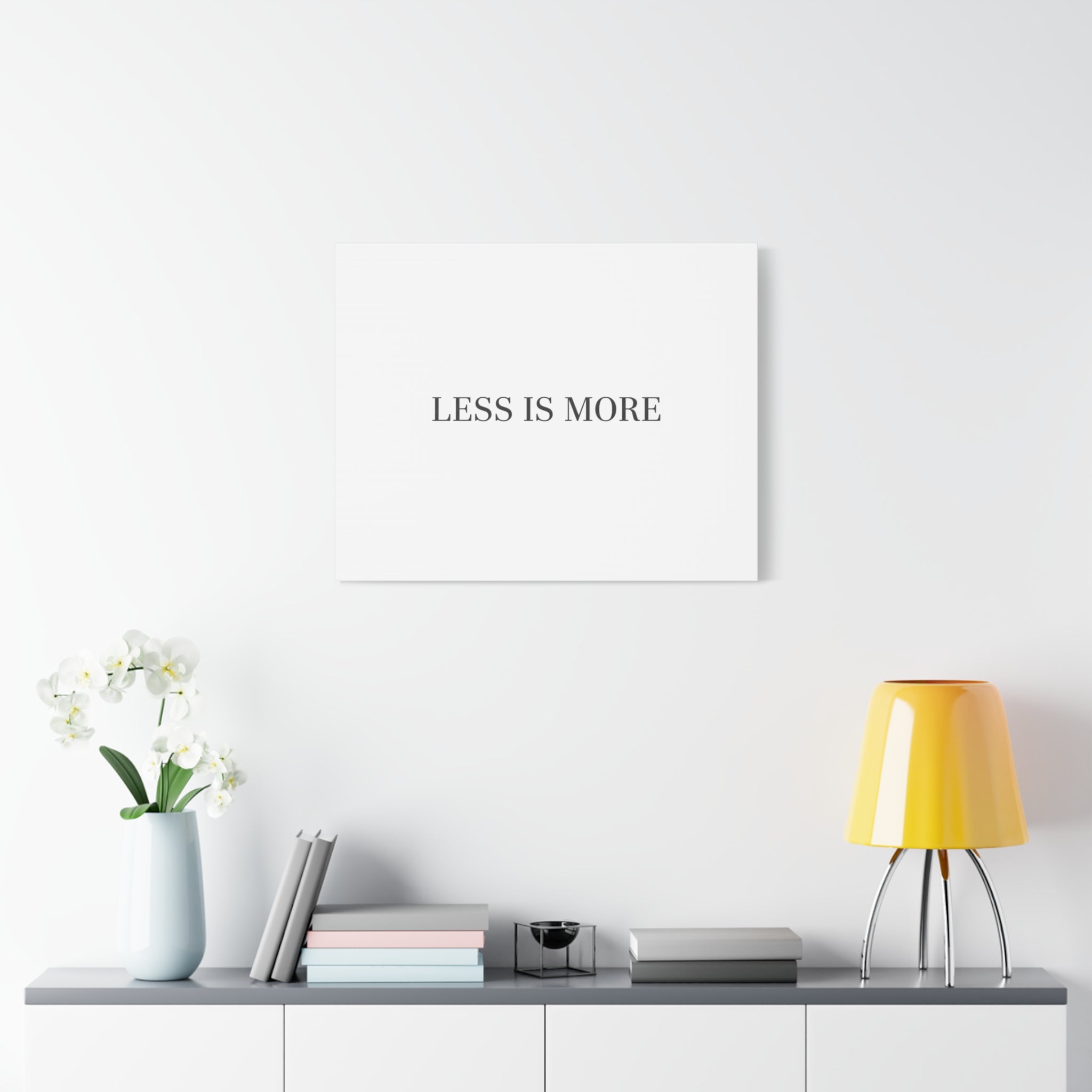 Less Is More Canvas | Minimal Quote Typography, Clean Serif Wall Art