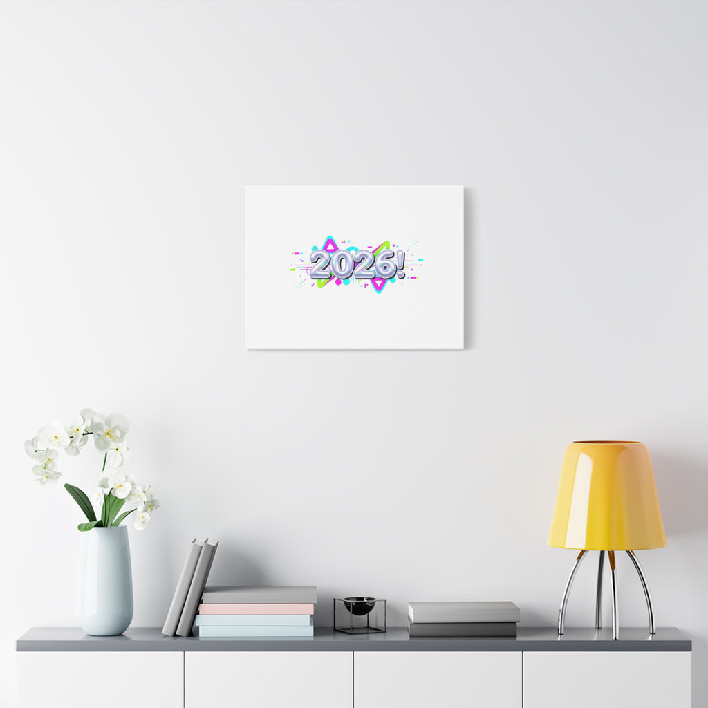 2026 Chrome Bubble Text Canvas | Y2K Cyber Holo, Retro Tech Print