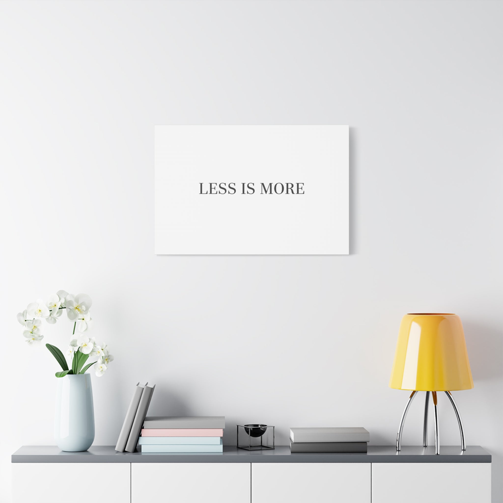 Less Is More Canvas | Minimal Quote Typography, Clean Serif Wall Art