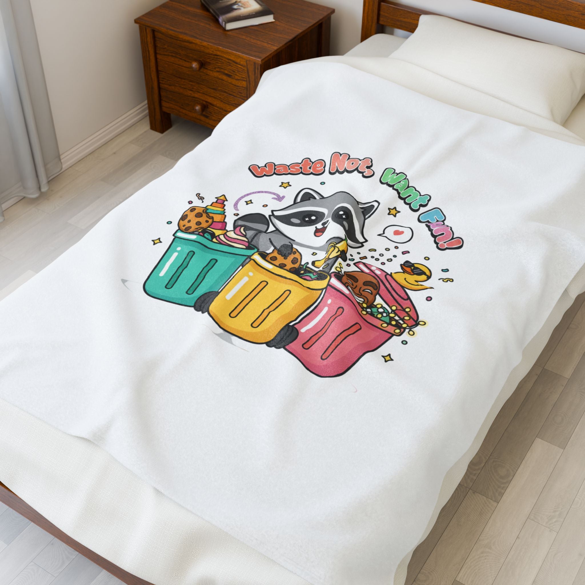 Merry Trash-mas Raccoon Velveteen Blanket | trash panda Christmas, cute holiday
