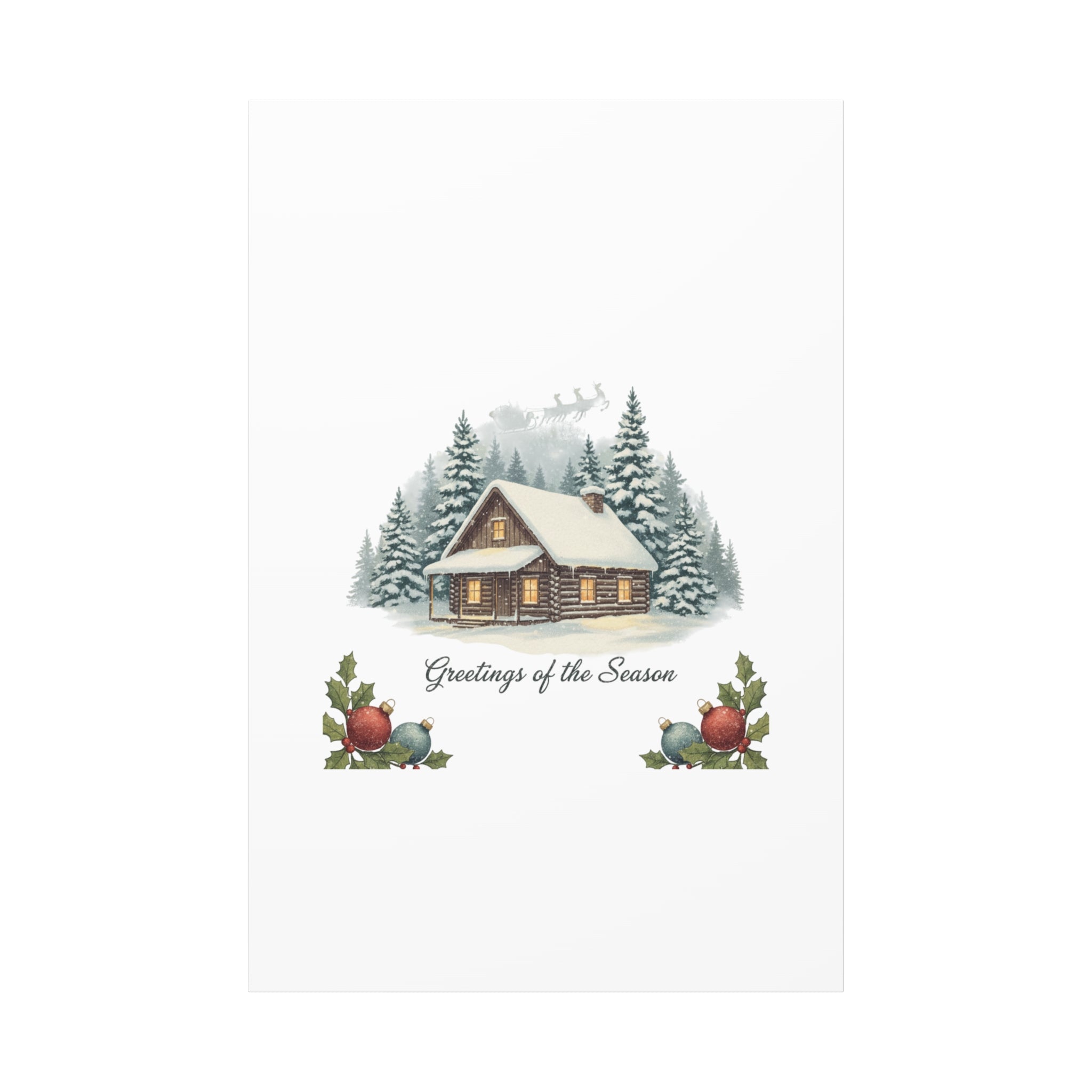 Vintage Christmas Postcard Cabin Canvas | Retro Holiday Card Design