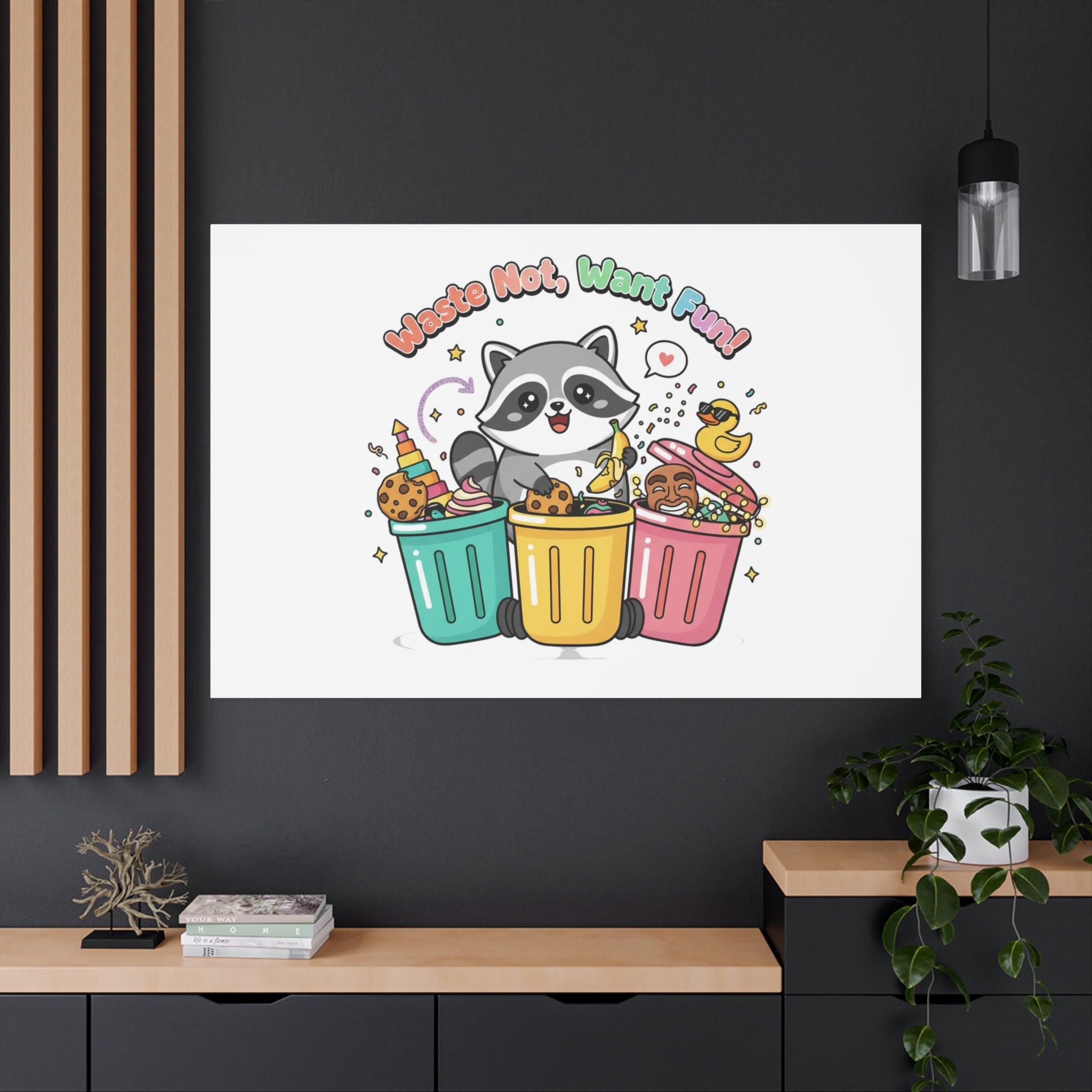 Trash Panda Holiday Canvas | Cute Raccoon Trash-Mas Art, Festive Meme Print