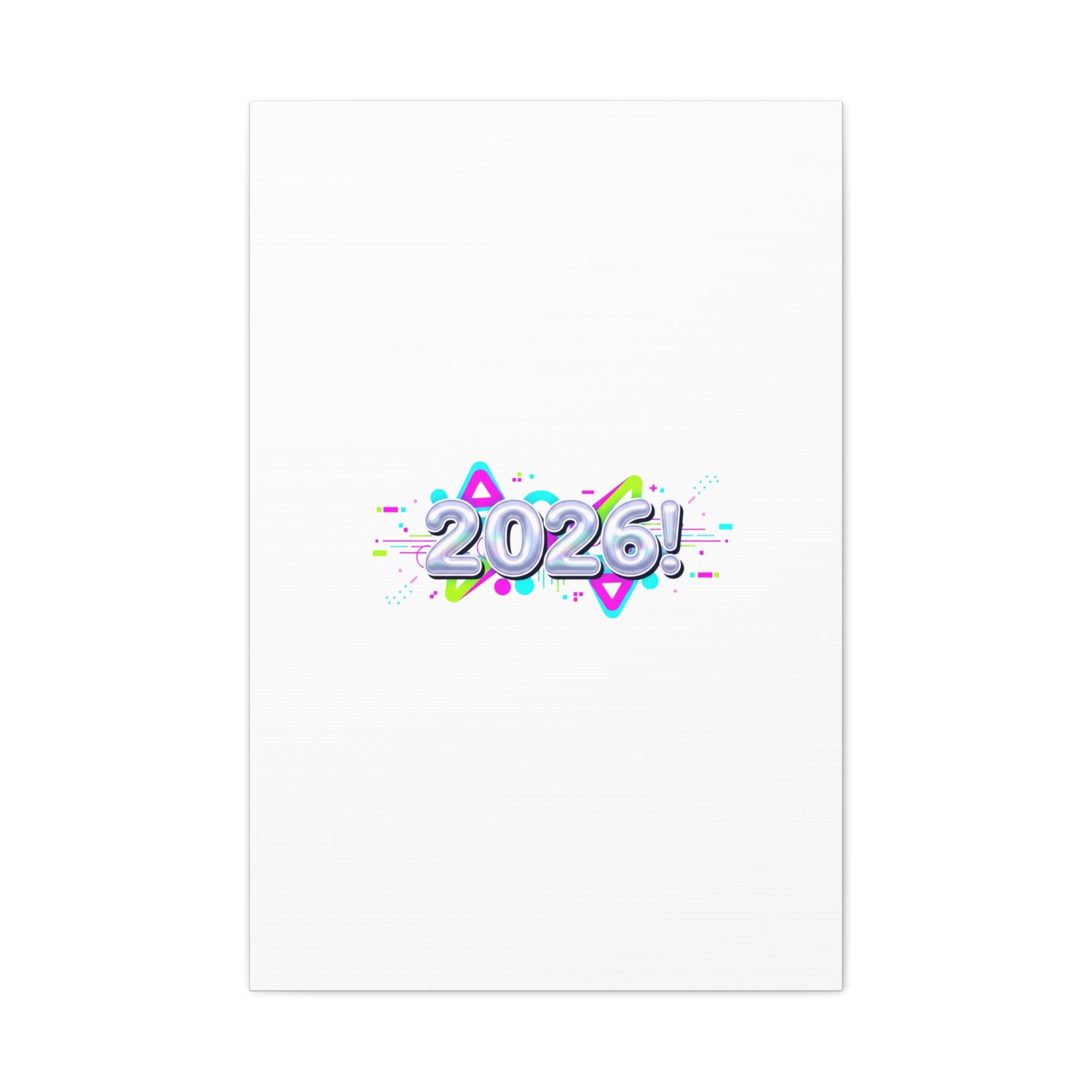 2026 Chrome Bubble Text Canvas | Y2K Cyber Holo, Retro Tech Print