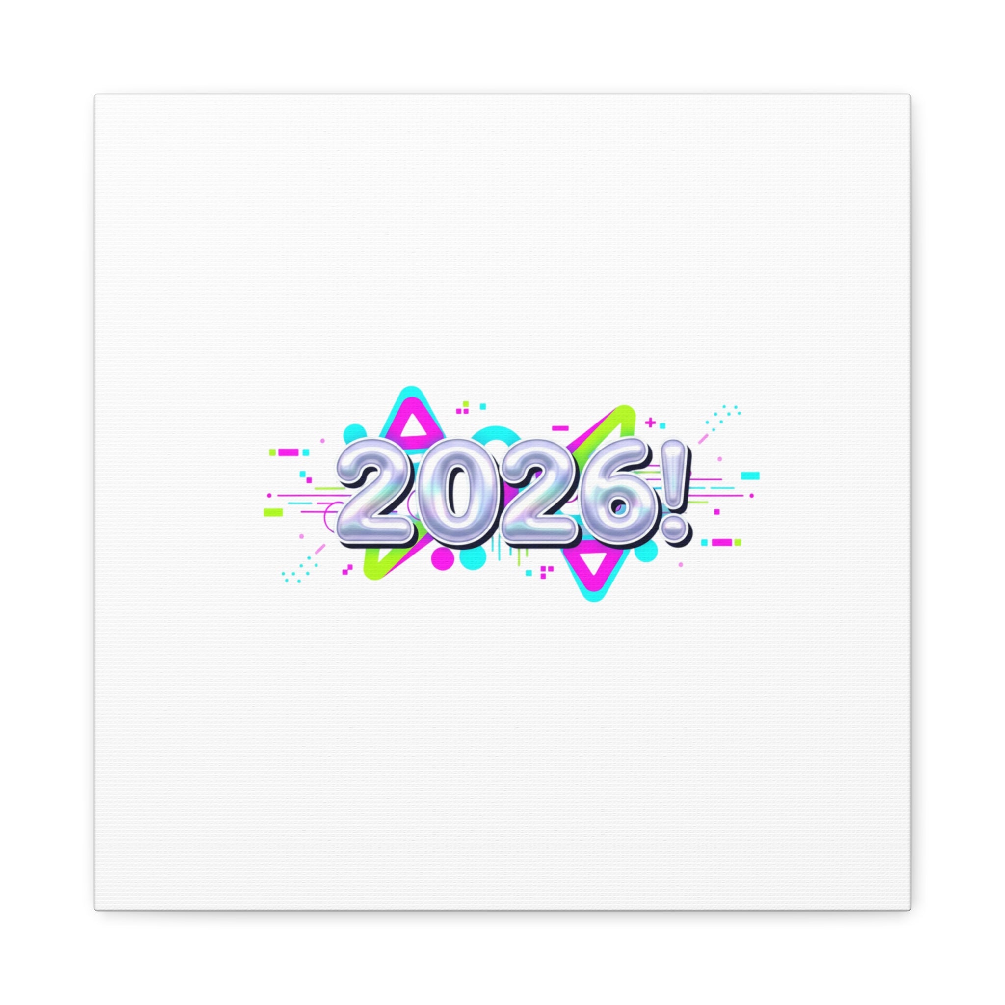 2026 Chrome Bubble Text Canvas | Y2K Cyber Holo, Retro Tech Print