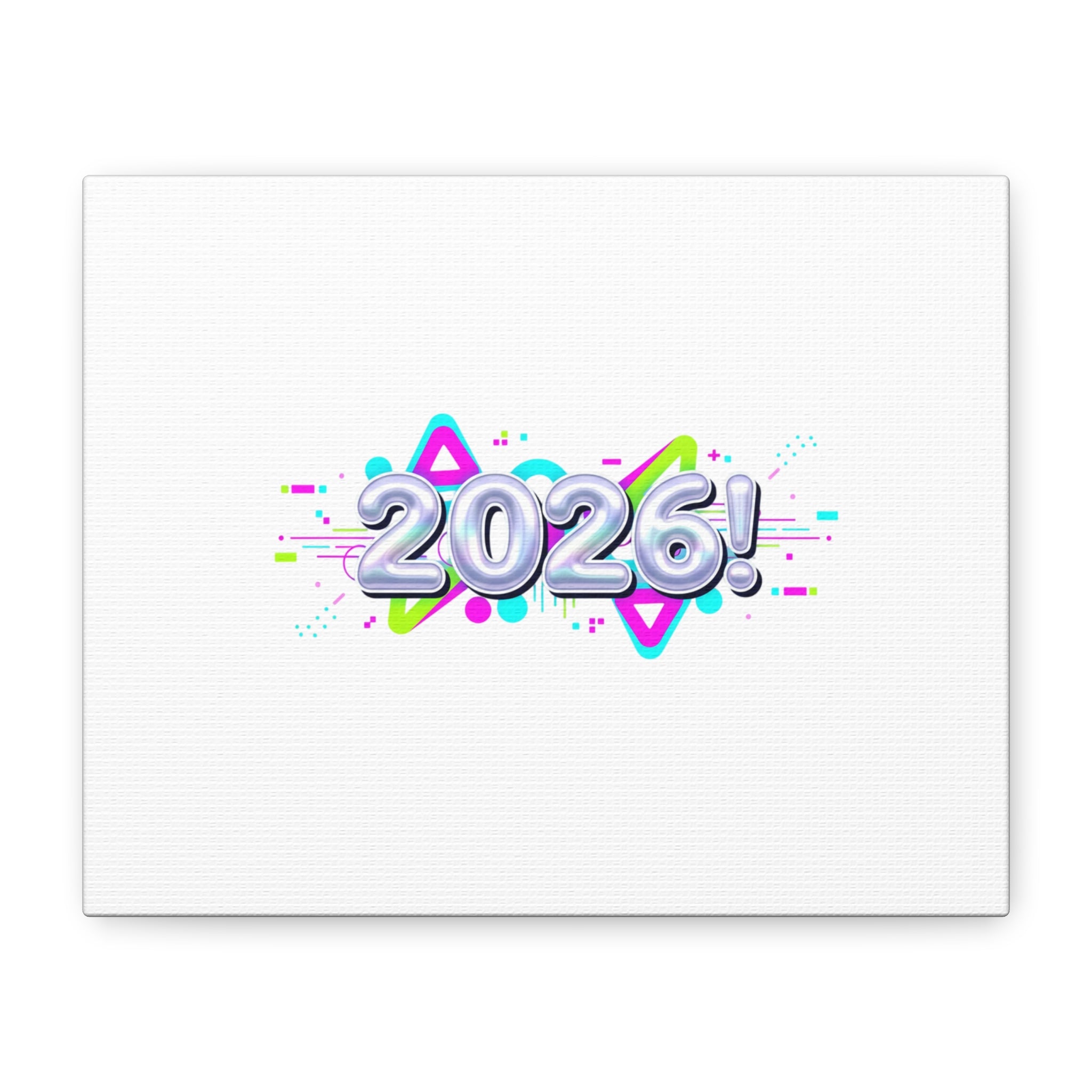 2026 Chrome Bubble Text Canvas | Y2K Cyber Holo, Retro Tech Print