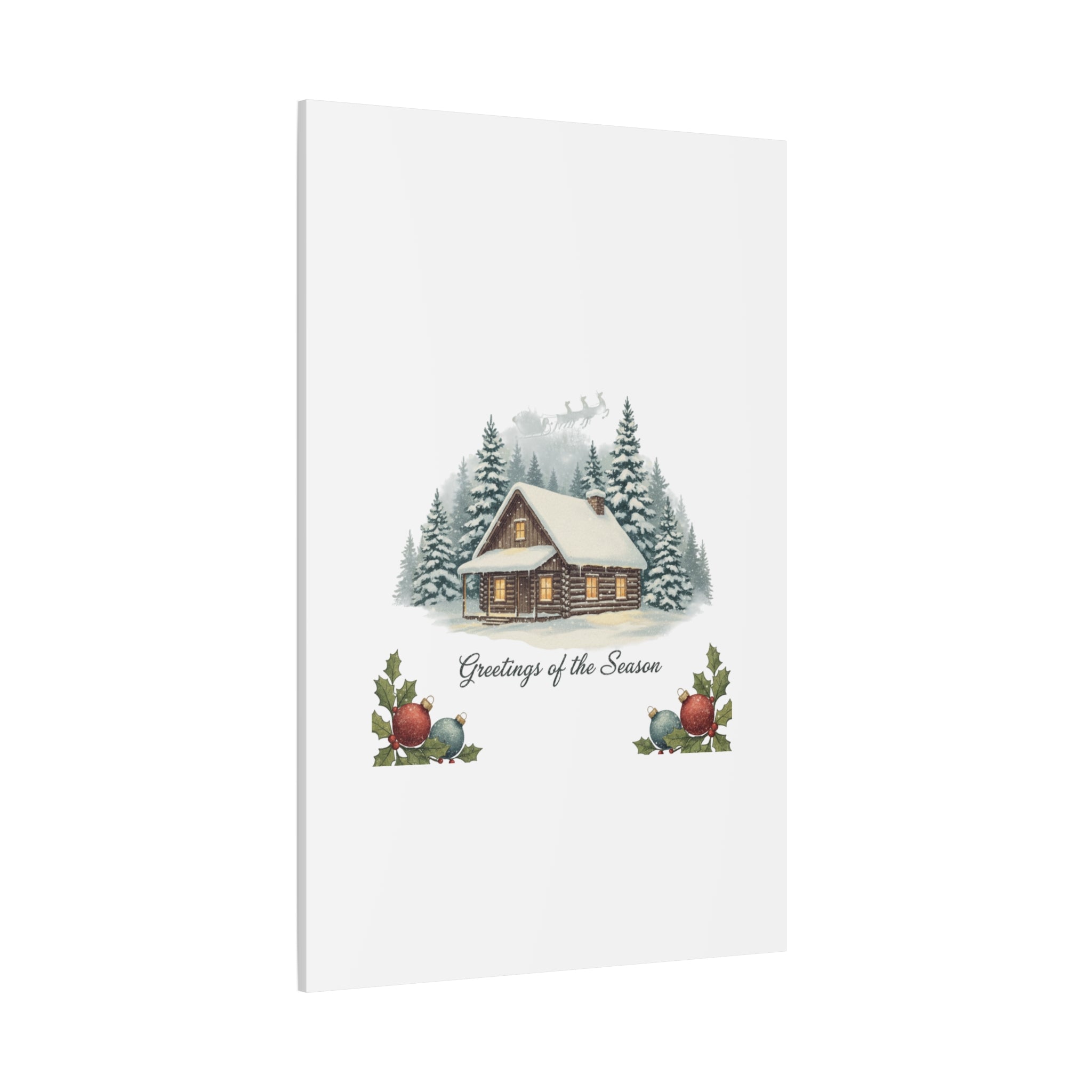 Vintage Christmas Postcard Cabin Canvas | Retro Holiday Card Design