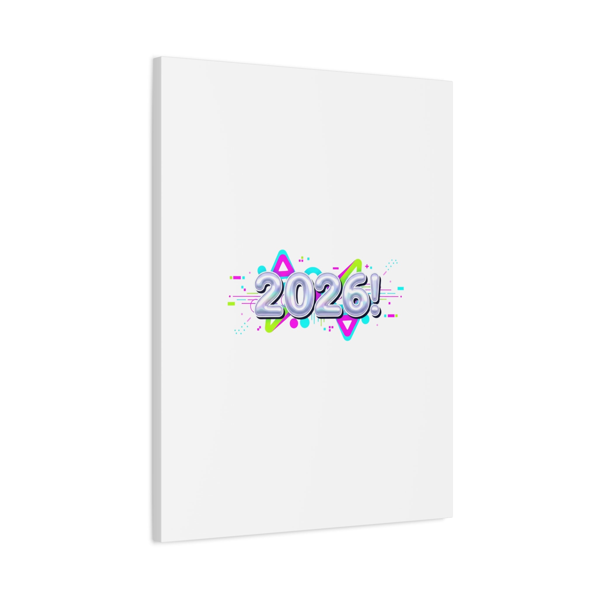 2026 Chrome Bubble Text Canvas | Y2K Cyber Holo, Retro Tech Print
