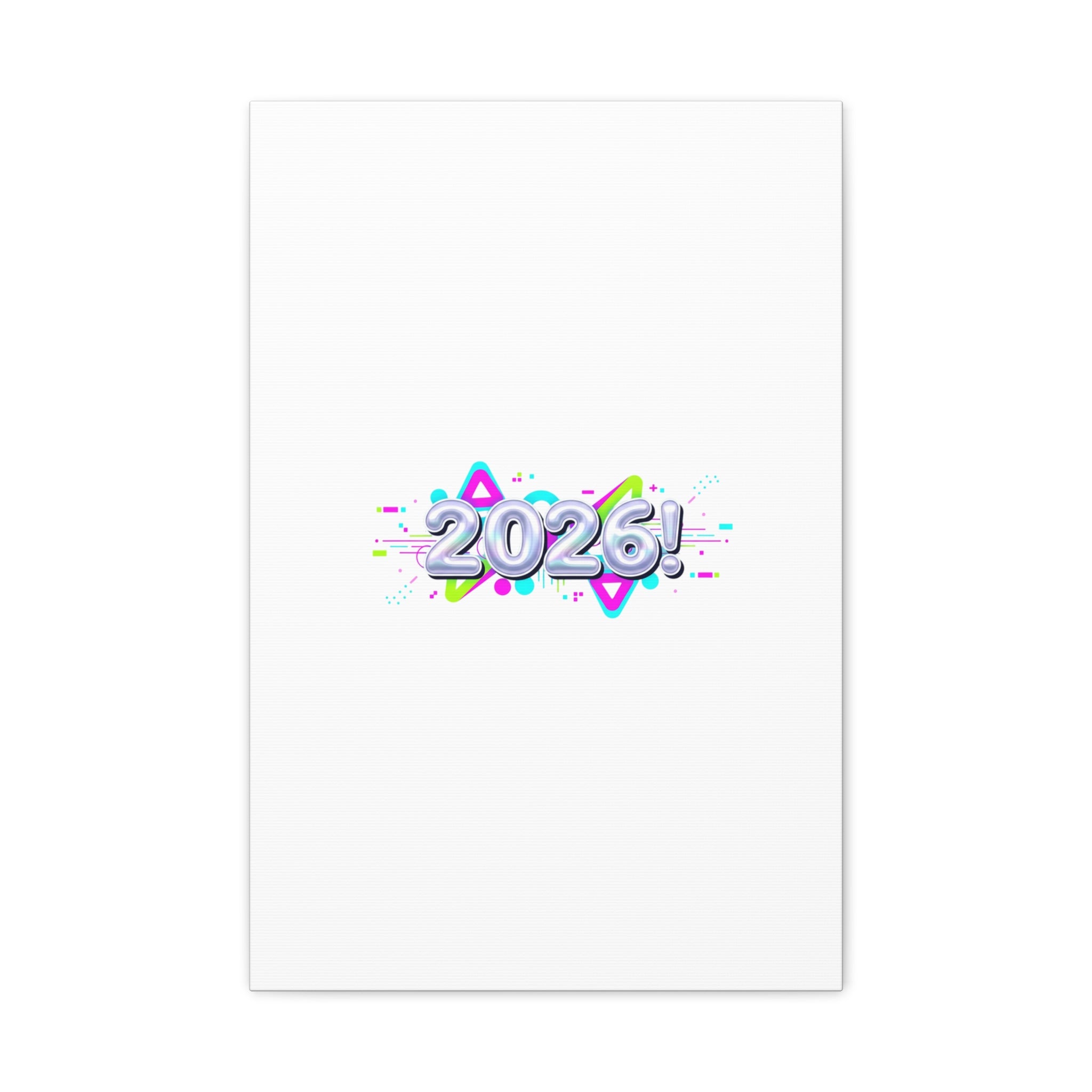 2026 Chrome Bubble Text Canvas | Y2K Cyber Holo, Retro Tech Print