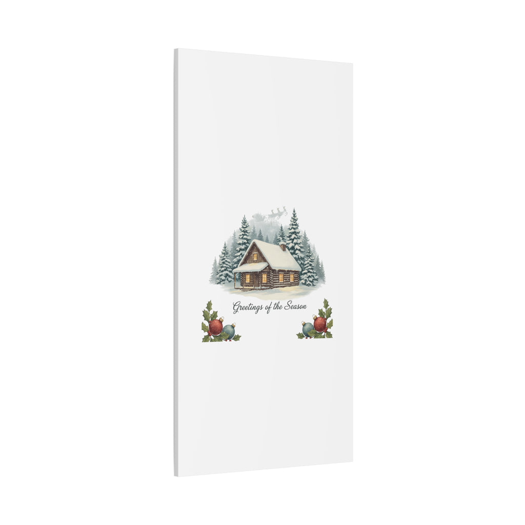 Vintage Christmas Postcard Cabin Canvas | Retro Holiday Card Design