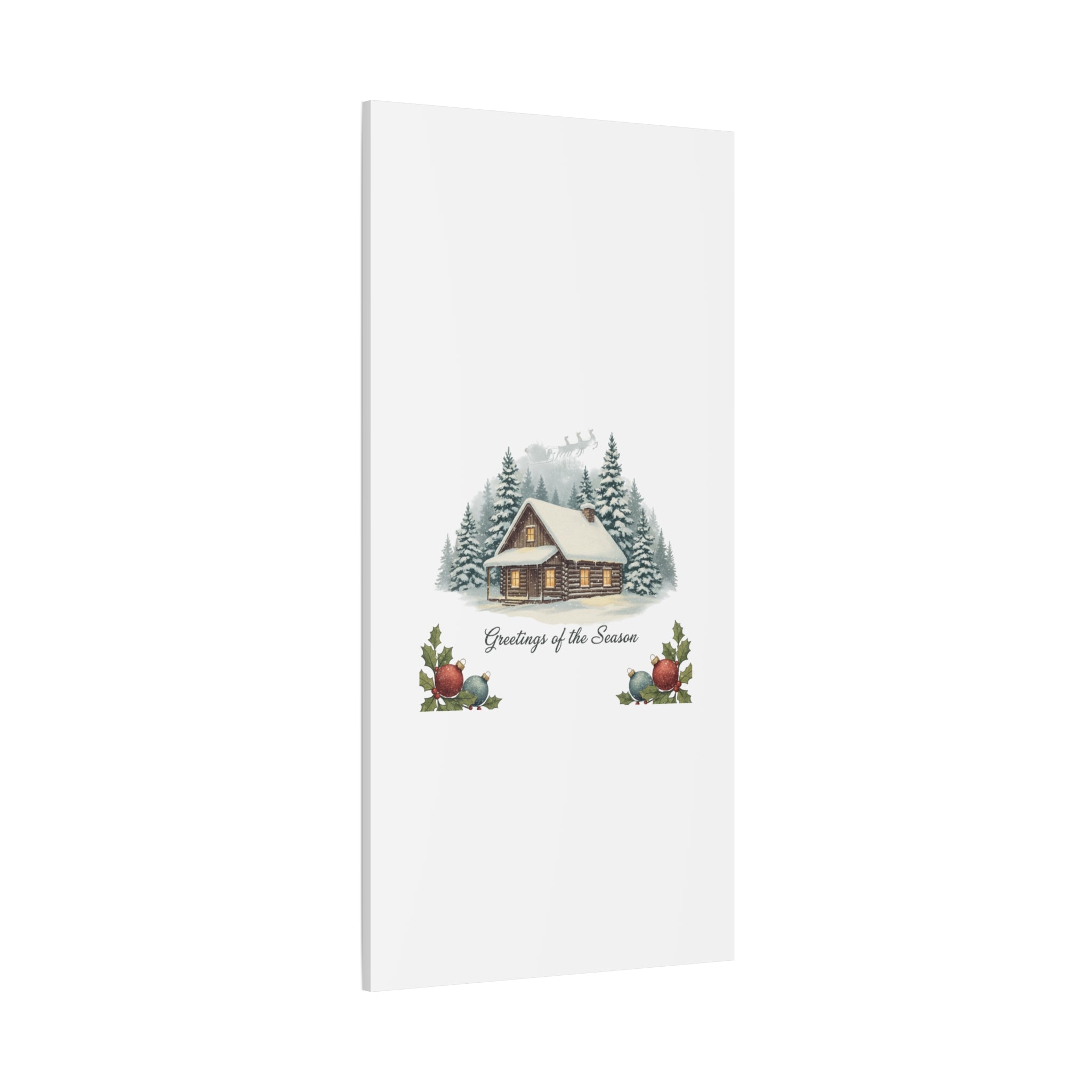 Vintage Christmas Postcard Cabin Canvas | Retro Holiday Card Design