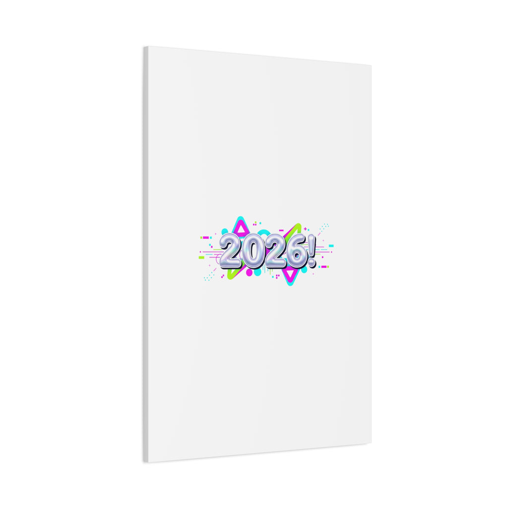 2026 Chrome Bubble Text Canvas | Y2K Cyber Holo, Retro Tech Print