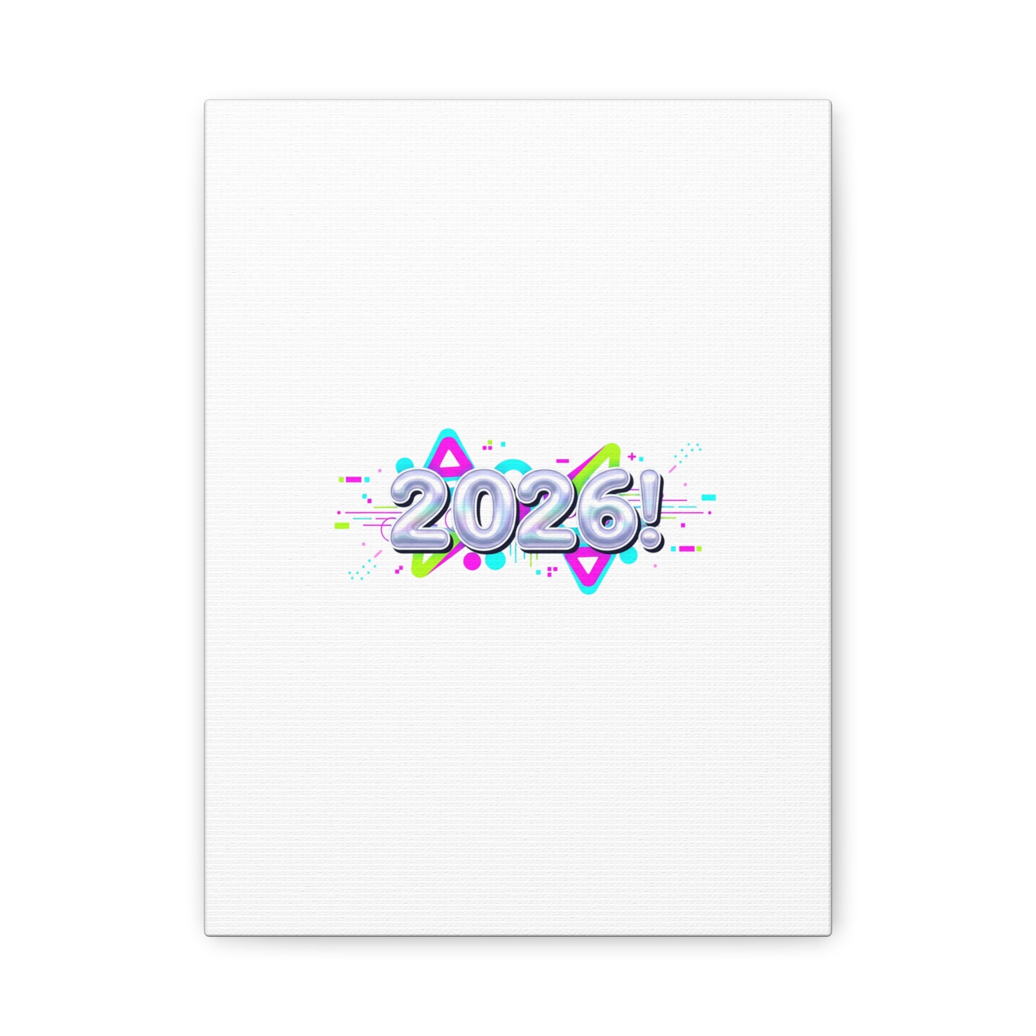 2026 Chrome Bubble Text Canvas | Y2K Cyber Holo, Retro Tech Print